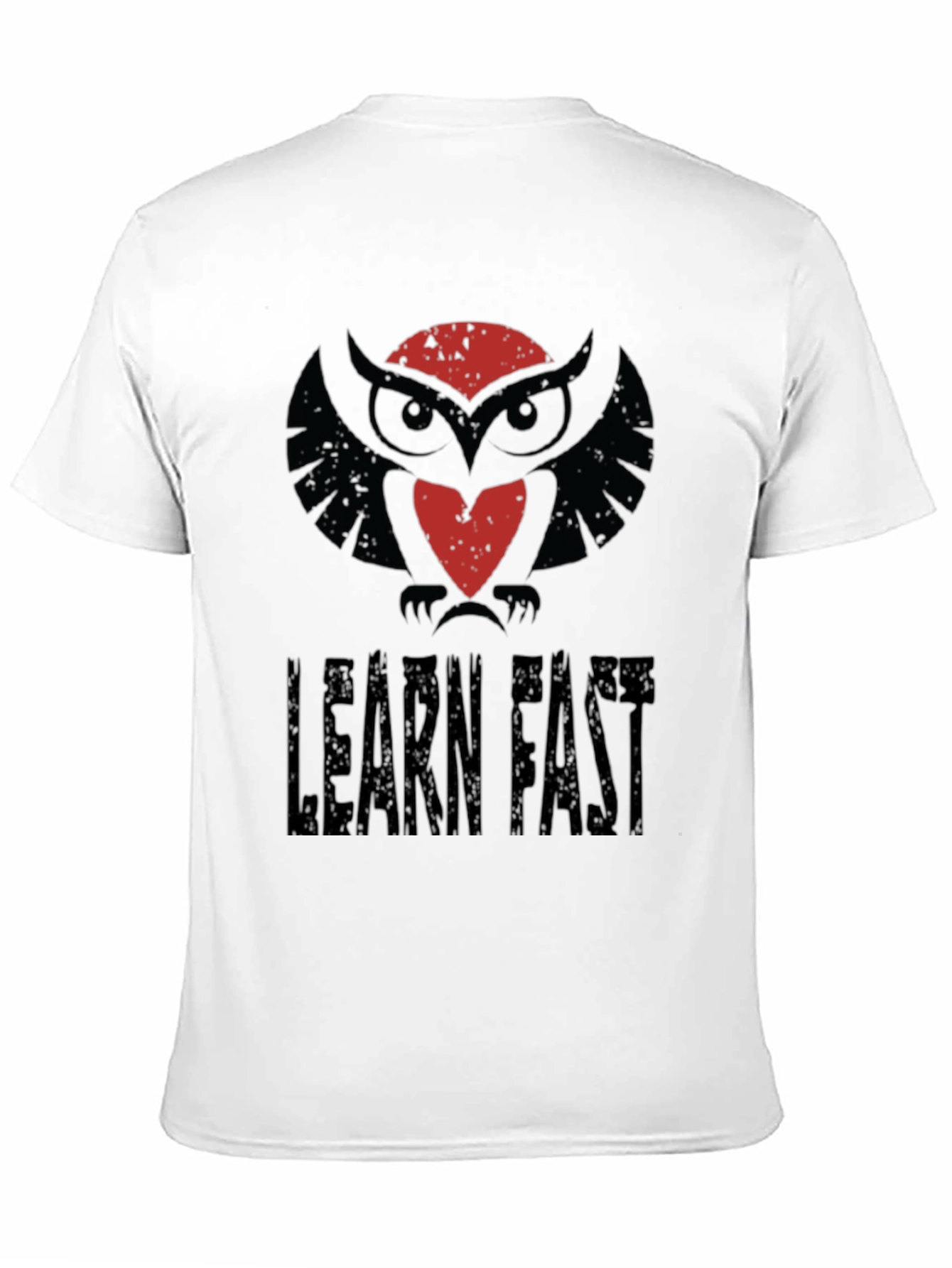 Learn Fast Owl Graphic Tee - Black Cotton T-Shirt