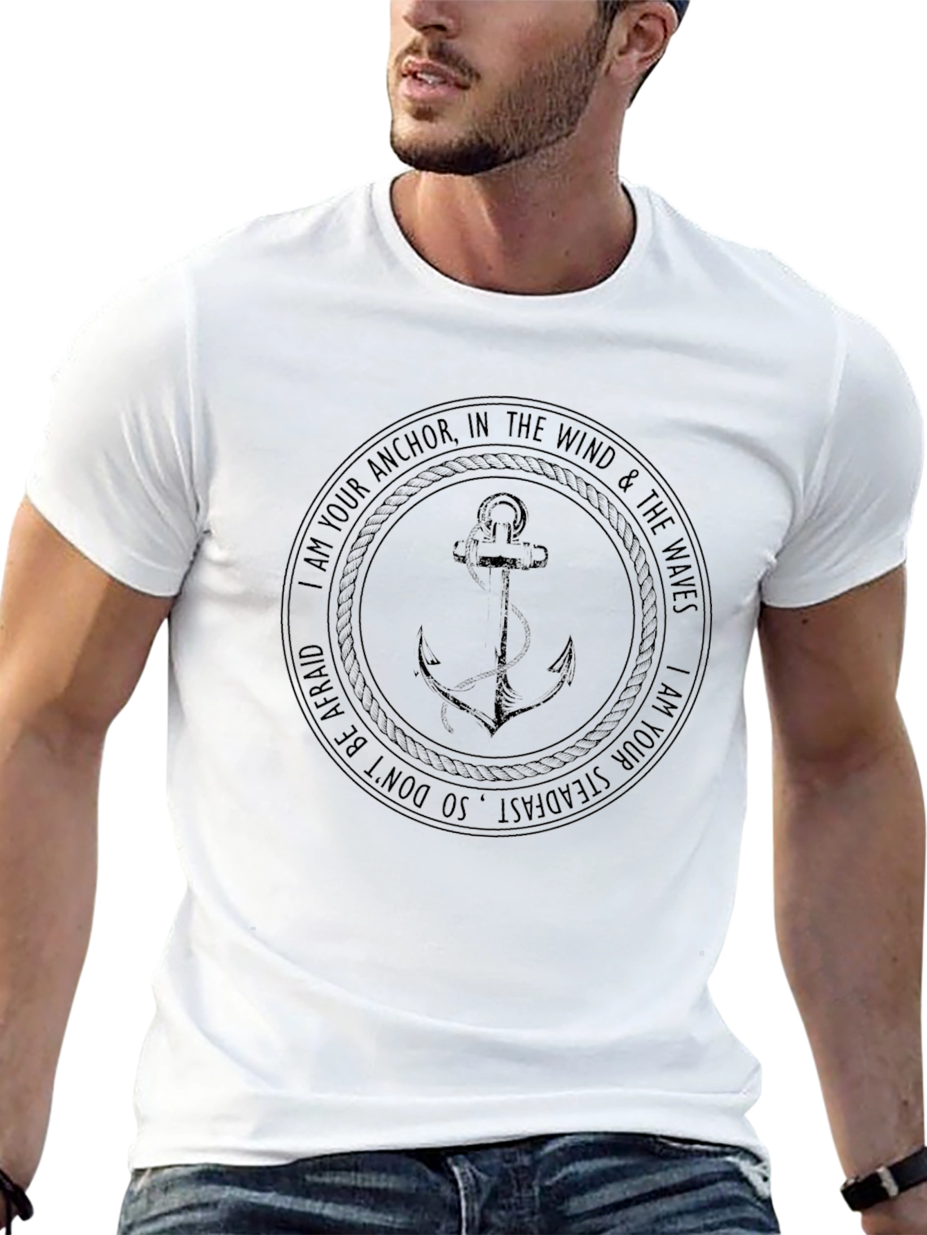 Anchor Graphic Black T-Shirt - Steadfast Design