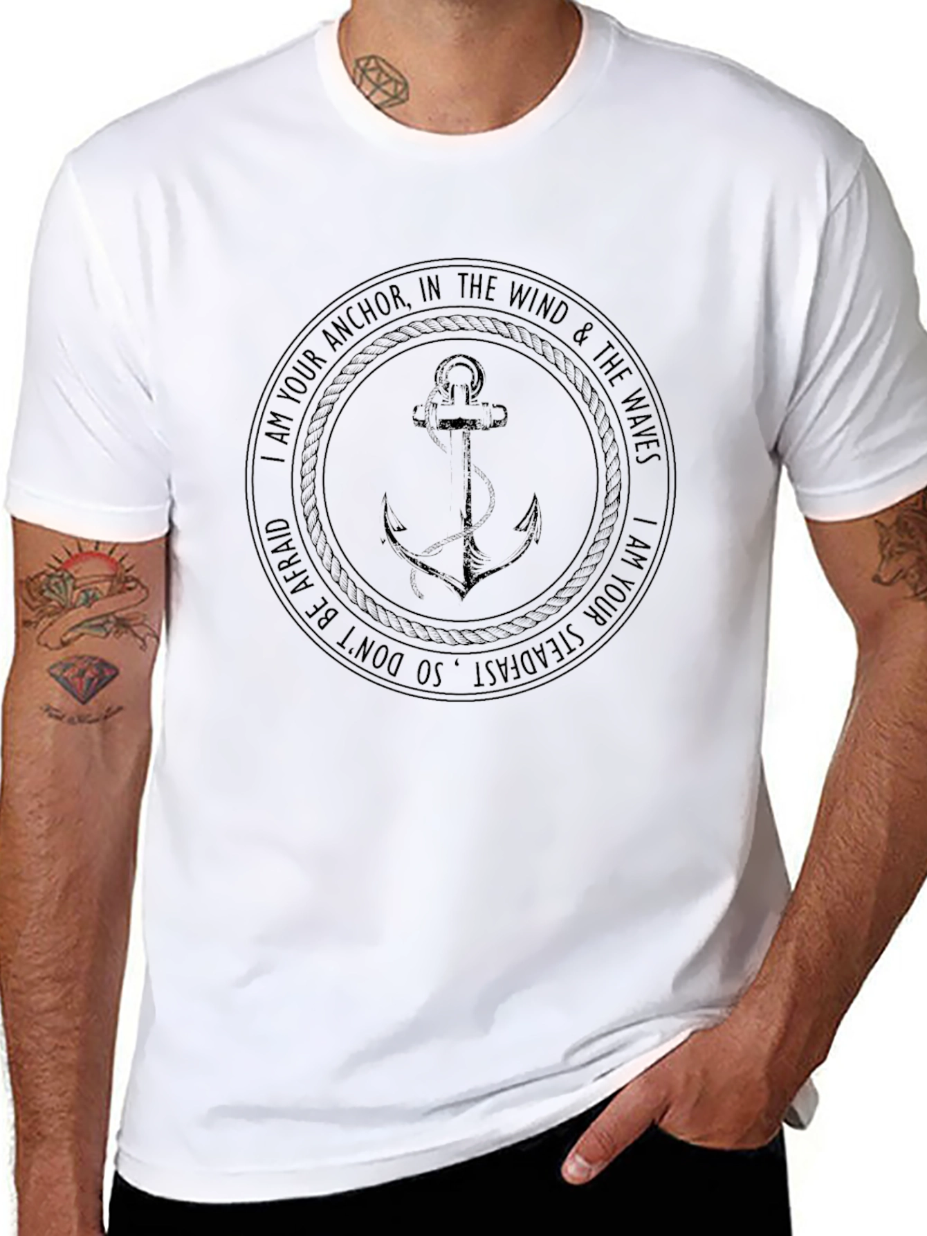 Anchor Graphic Black T-Shirt - Steadfast Design