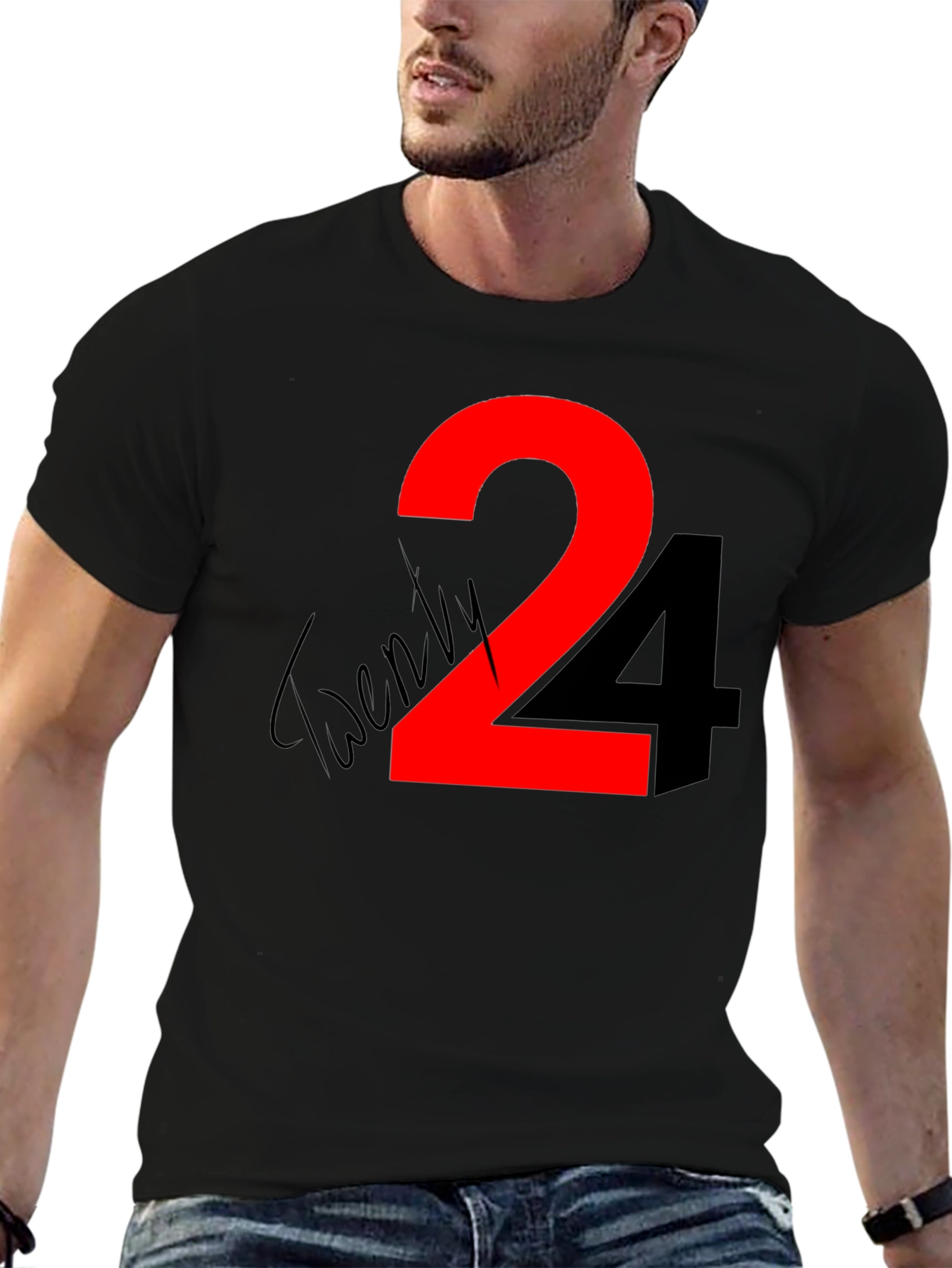 Twenty Four Graphic Tee - Black Cotton Shirt