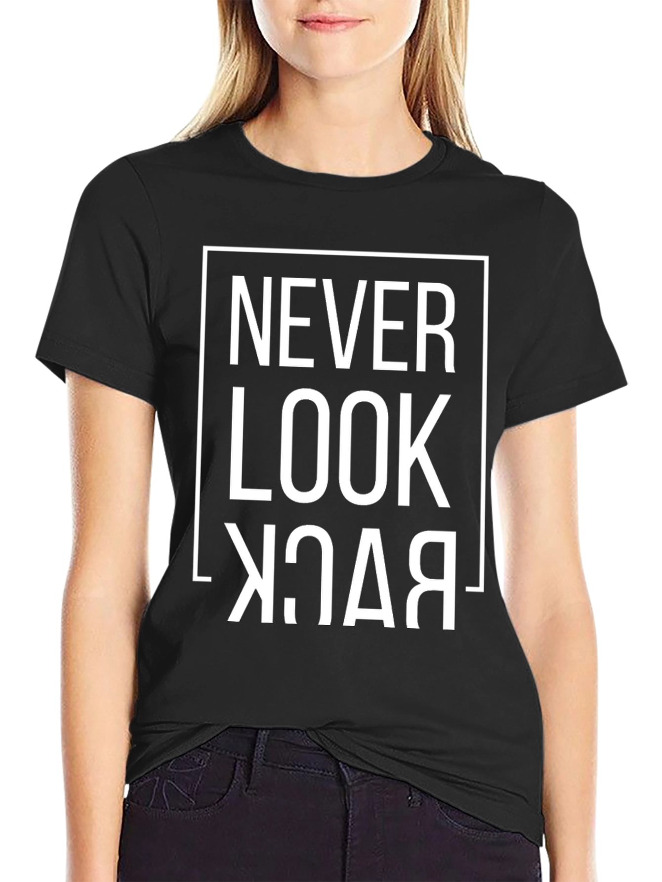 Never Look Back Graphic Tee - Mens Black T-Shirt