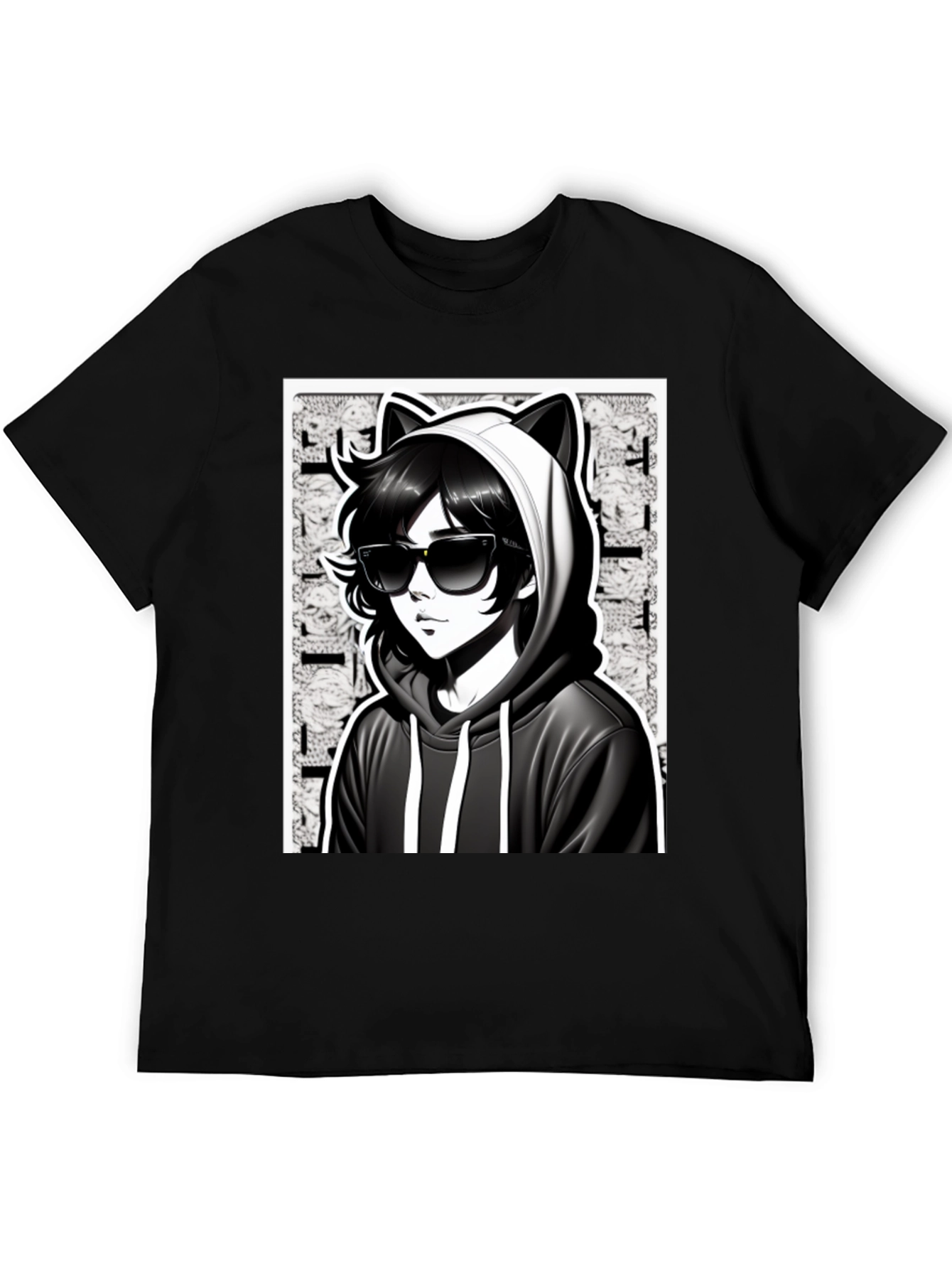 Anime Cat Hoodie Graphic T-Shirt
