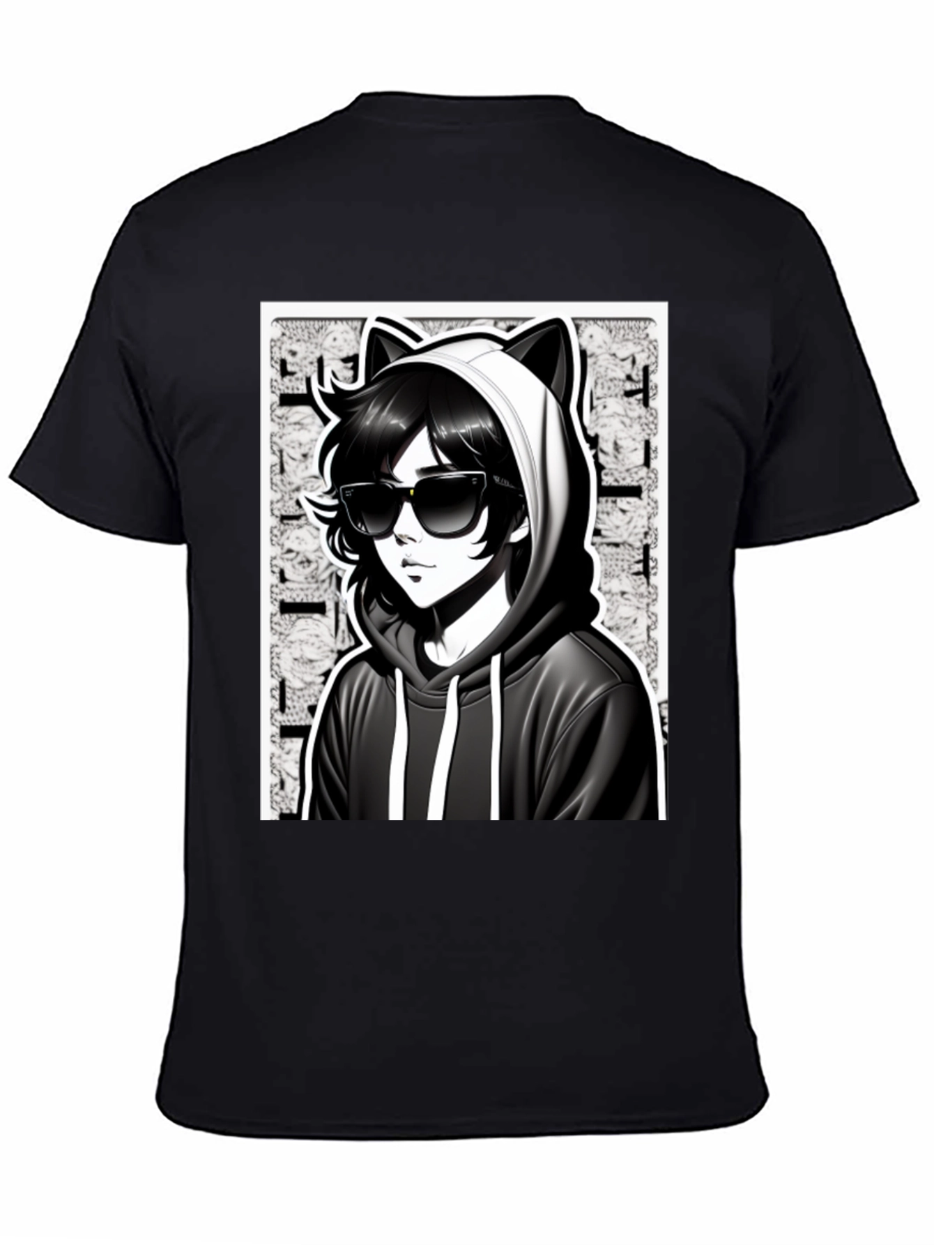 Anime Cat Hoodie Graphic T-Shirt