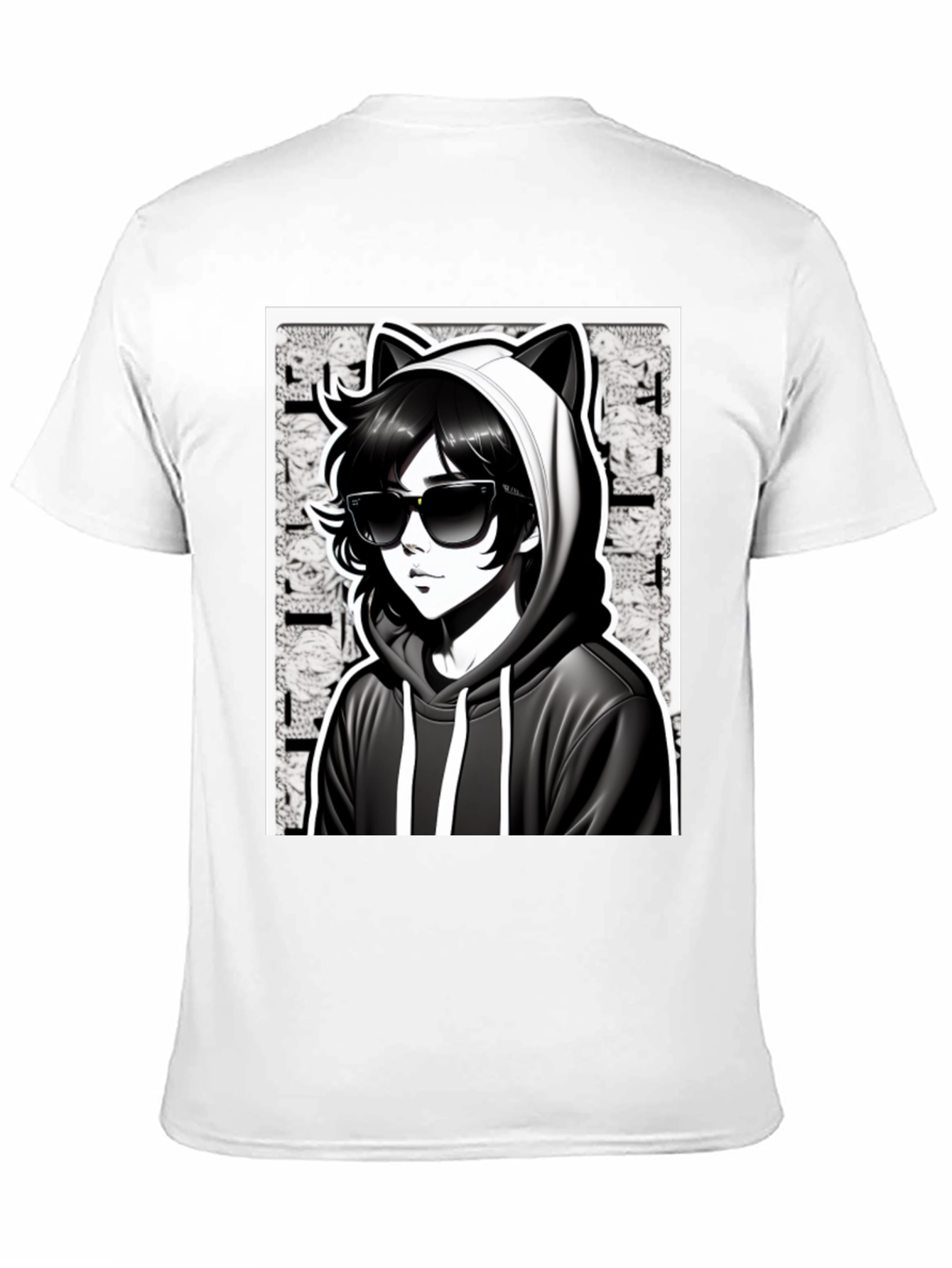 Anime Cat Hoodie Graphic T-Shirt