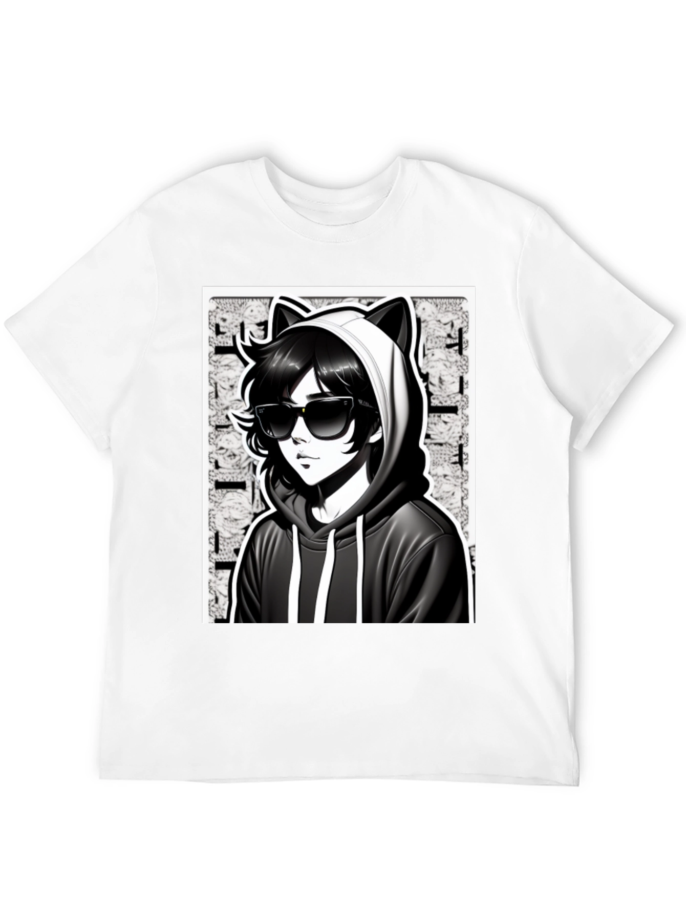 Anime Cat Hoodie Graphic T-Shirt
