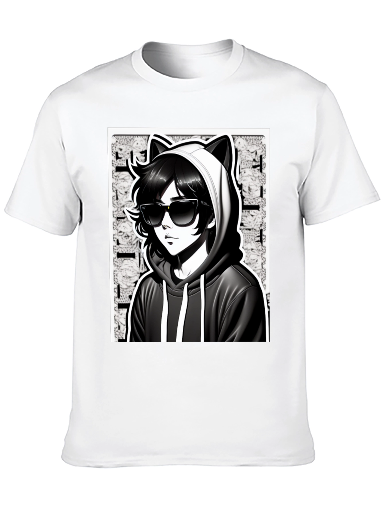 Anime Cat Hoodie Graphic T-Shirt