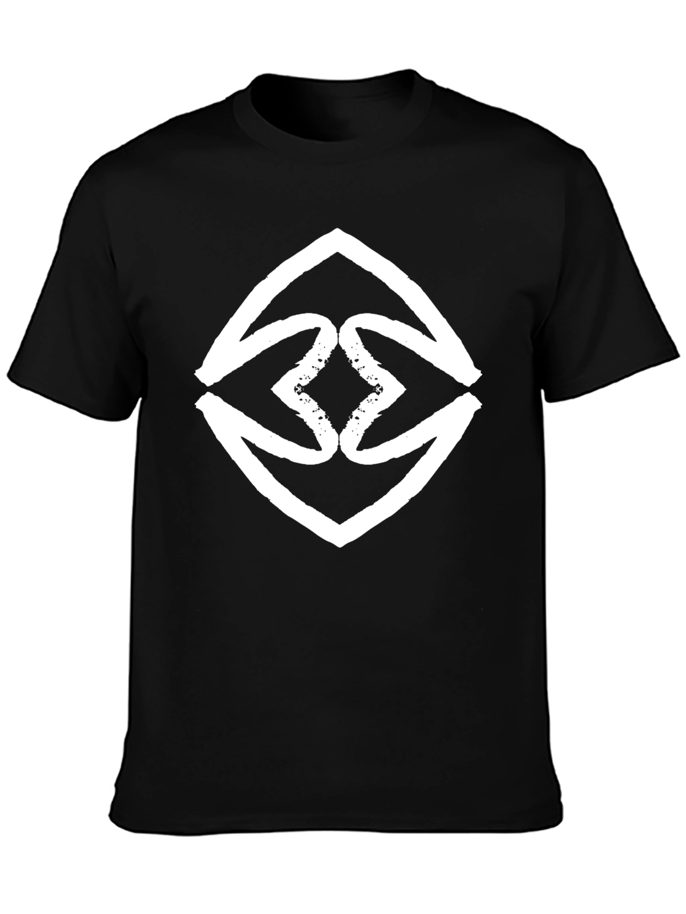 Bold Graphic Tee - Black with White Abstract Diamond