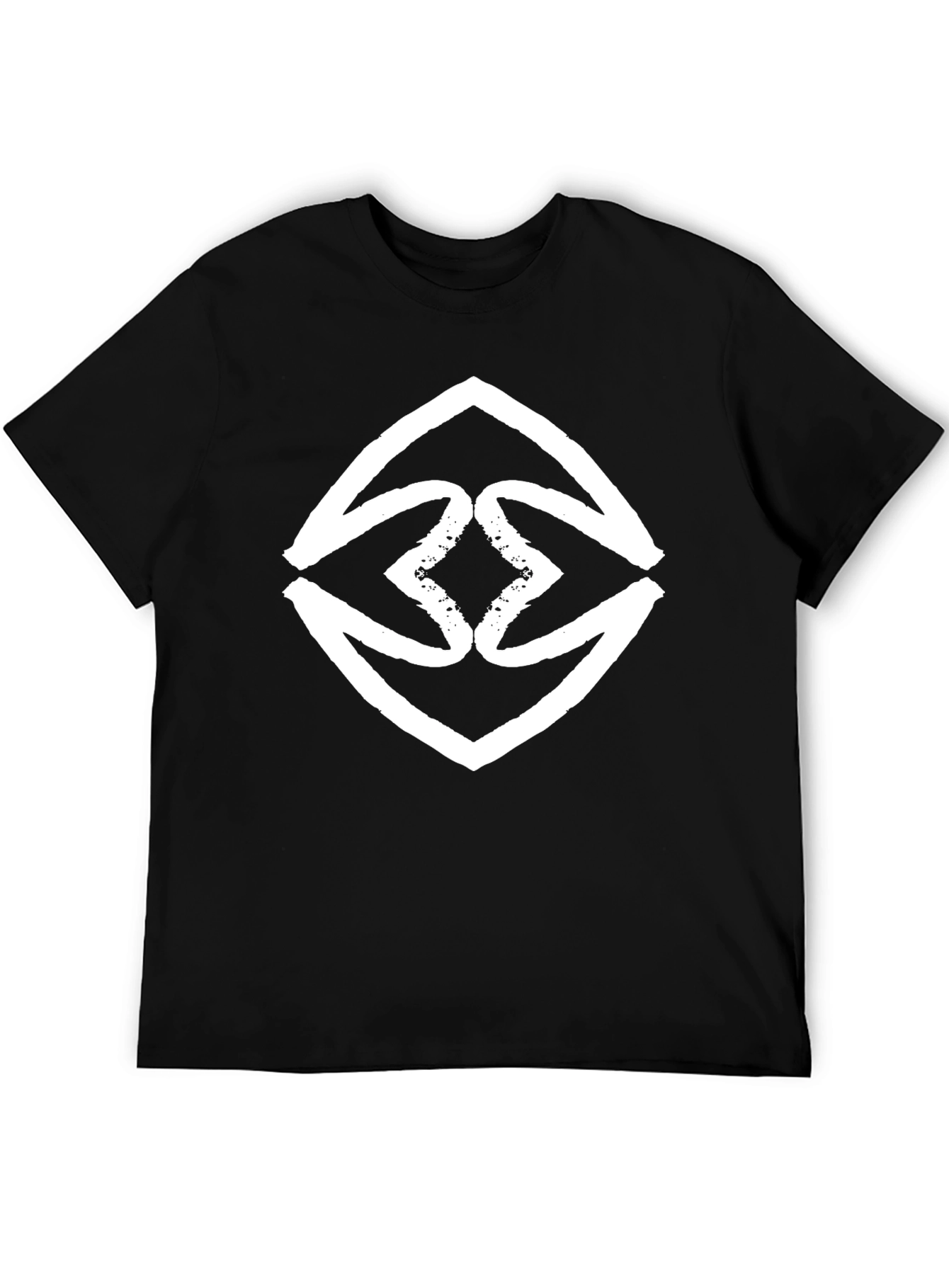 Bold Graphic Tee - Black with White Abstract Diamond