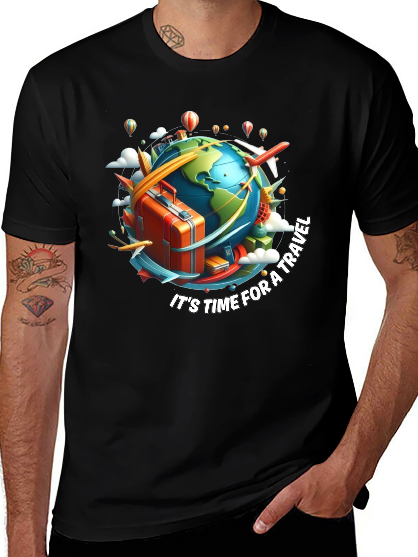 Travel Time Black T-Shirt