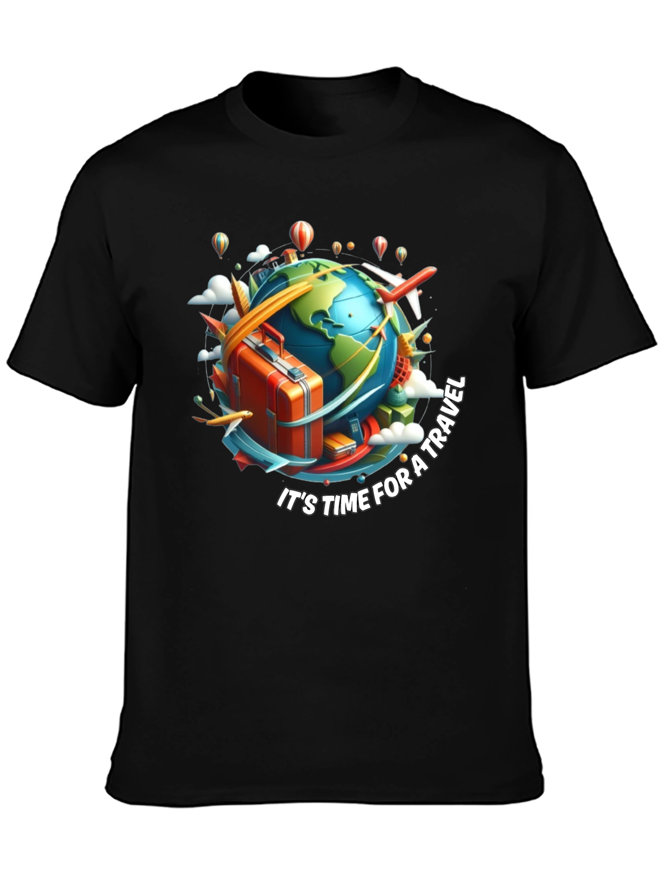 Travel Time Black T-Shirt