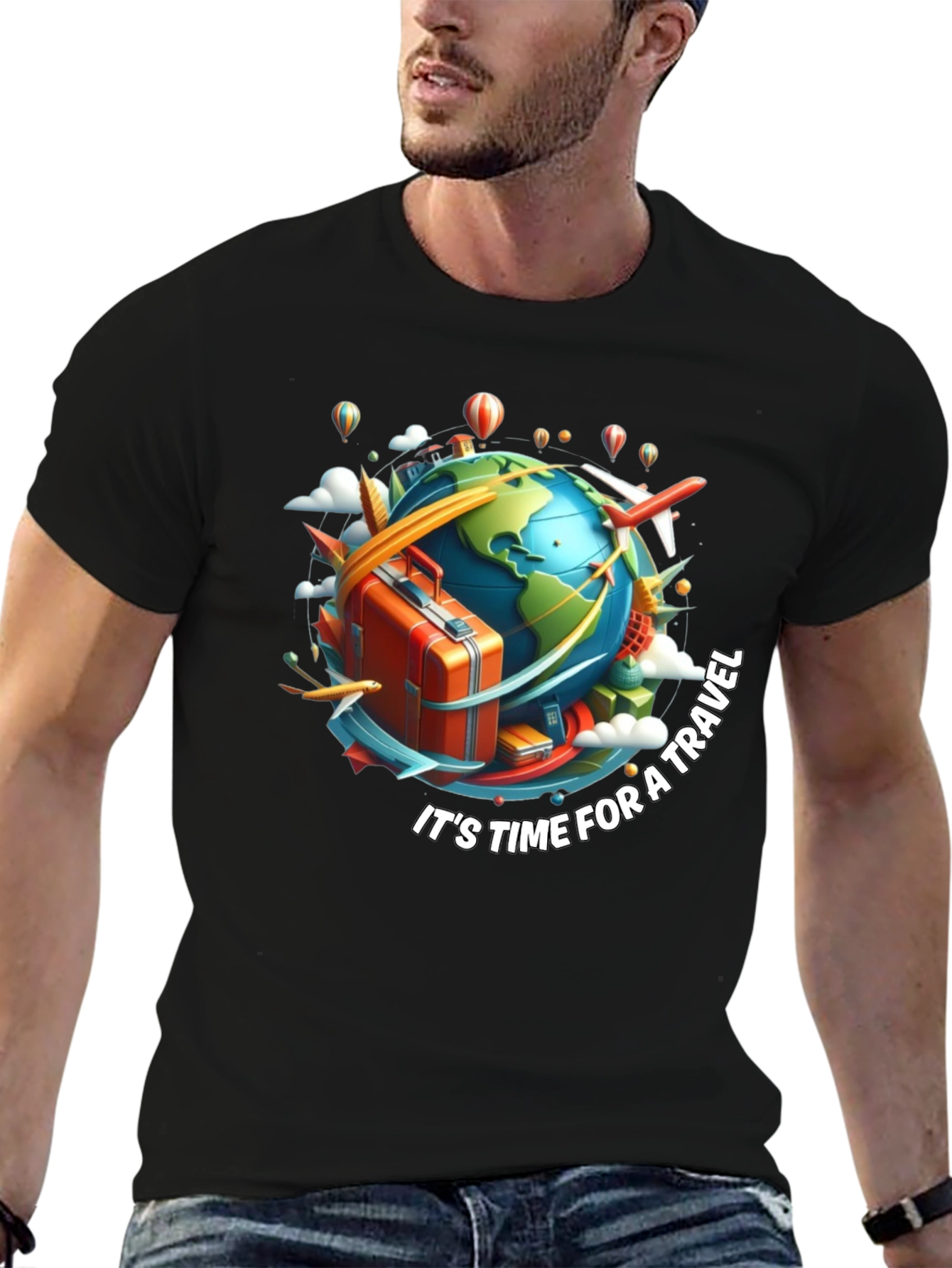 Travel Time Black T-Shirt