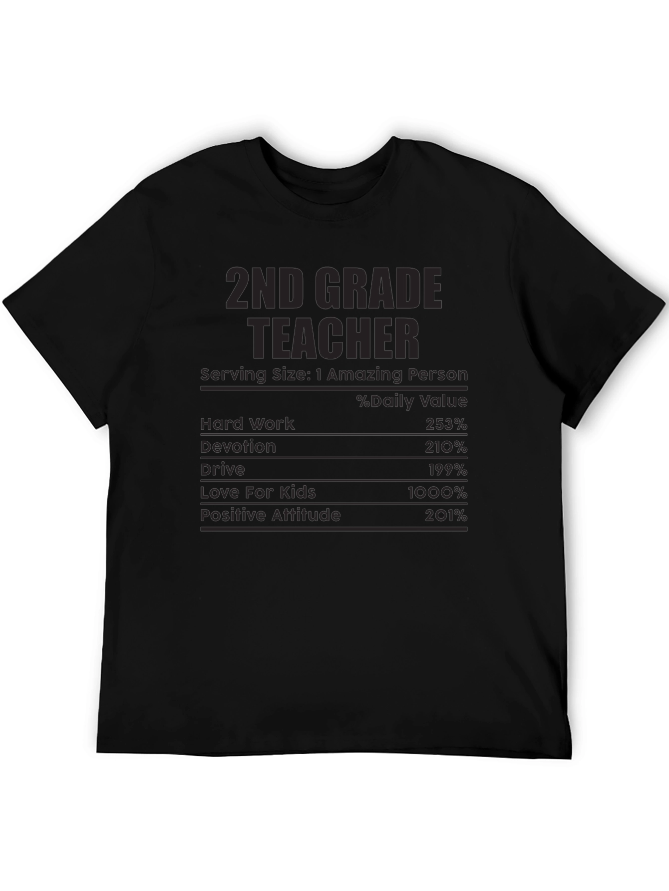 2nd Grade Teacher Nutrition Facts T-Shirt