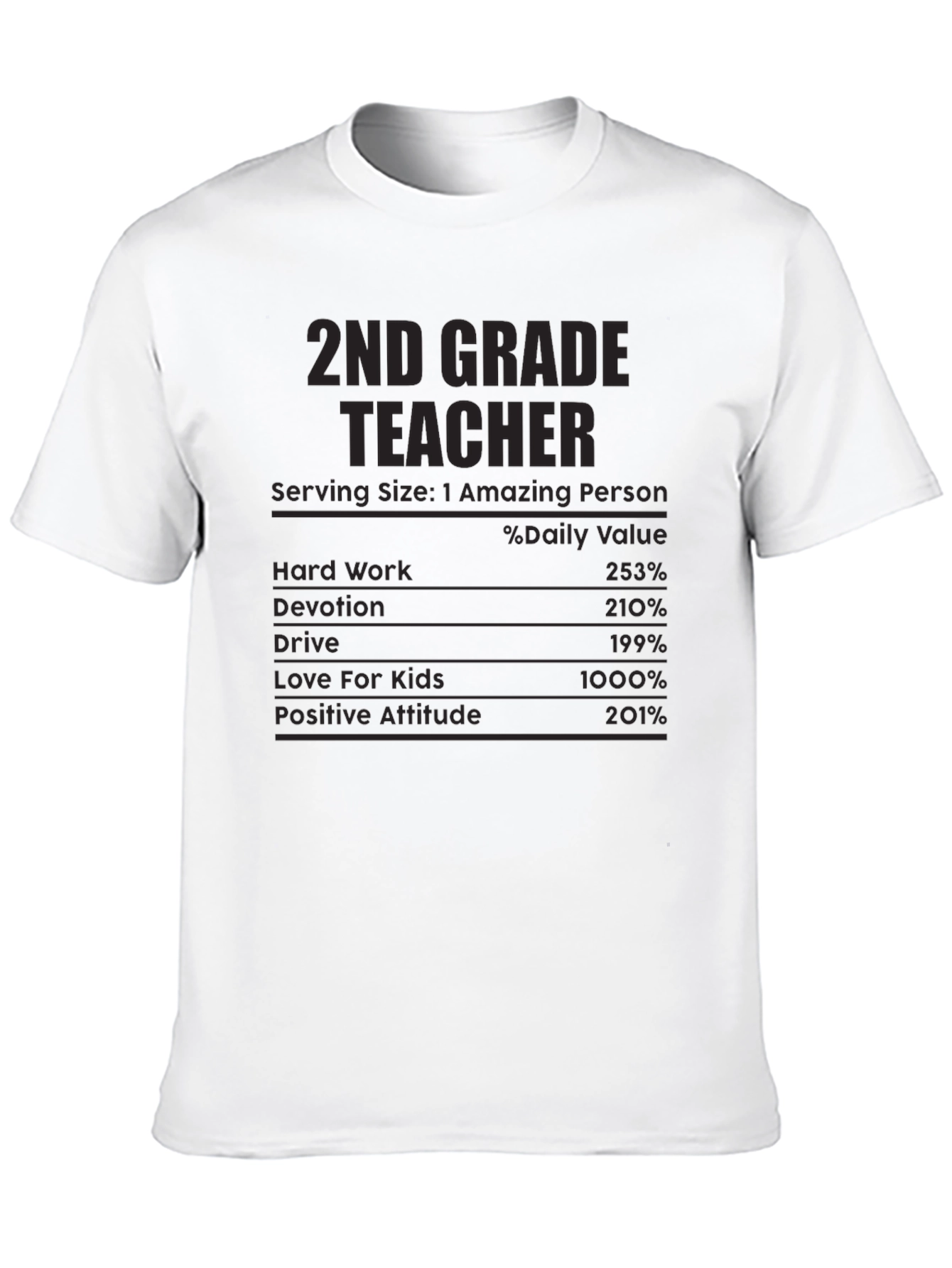 2nd Grade Teacher Nutrition Facts T-Shirt