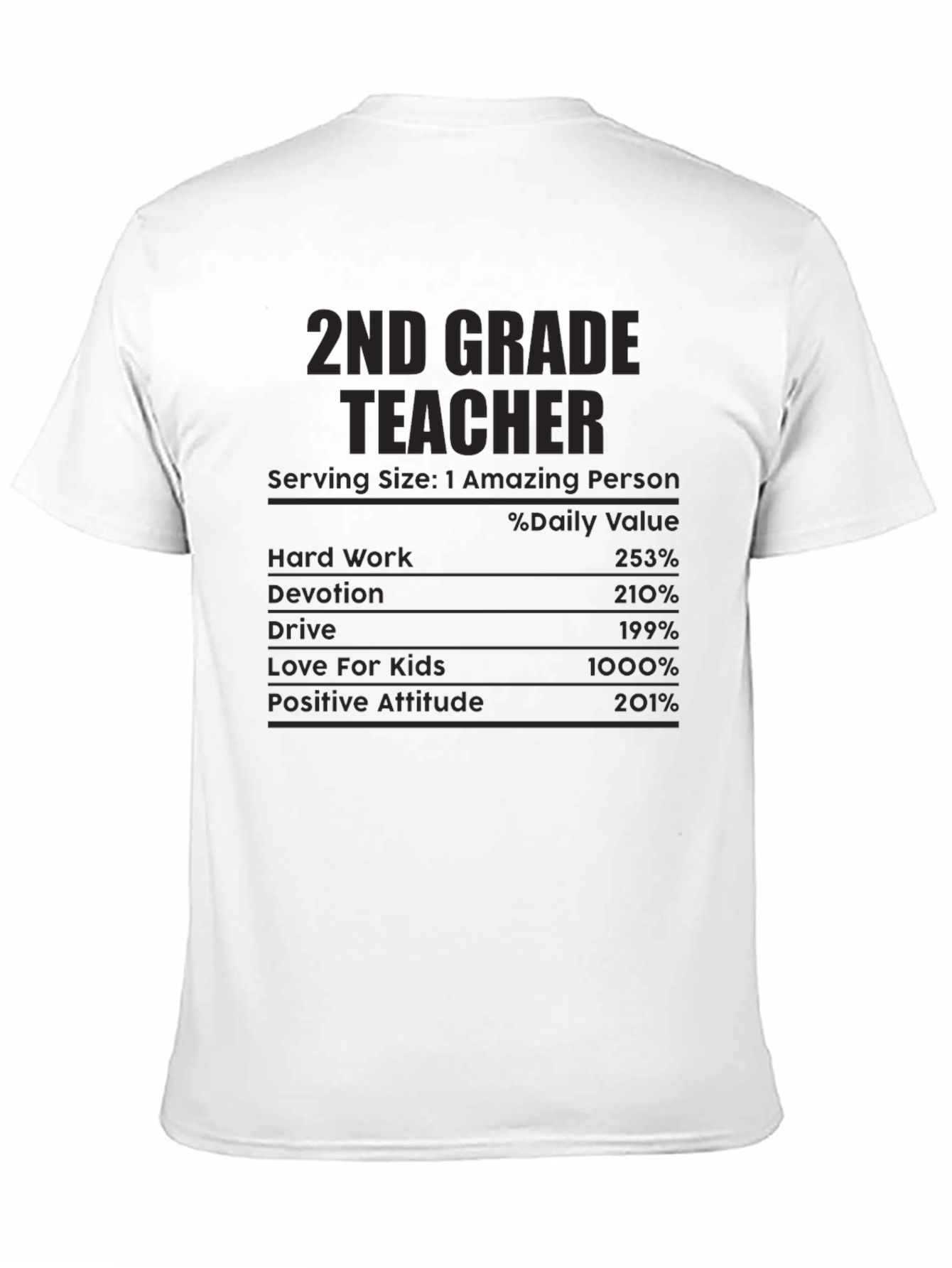 2nd Grade Teacher Nutrition Facts T-Shirt
