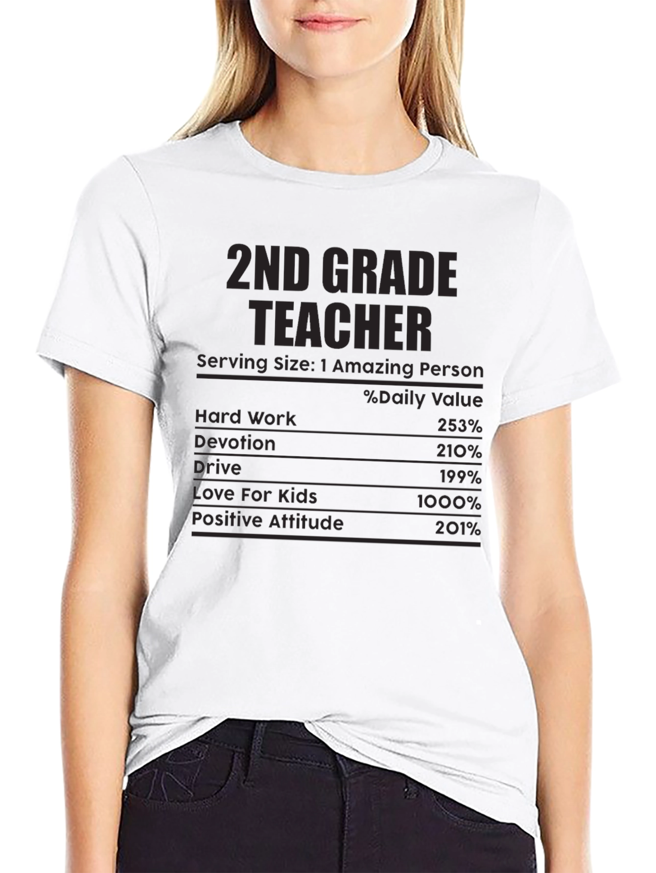 2nd Grade Teacher Nutrition Facts T-Shirt
