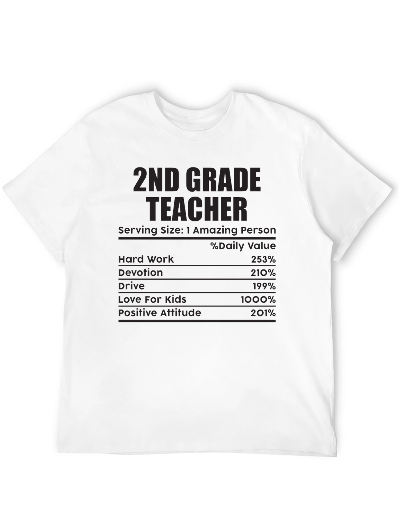 2nd Grade Teacher Nutrition Facts T-Shirt