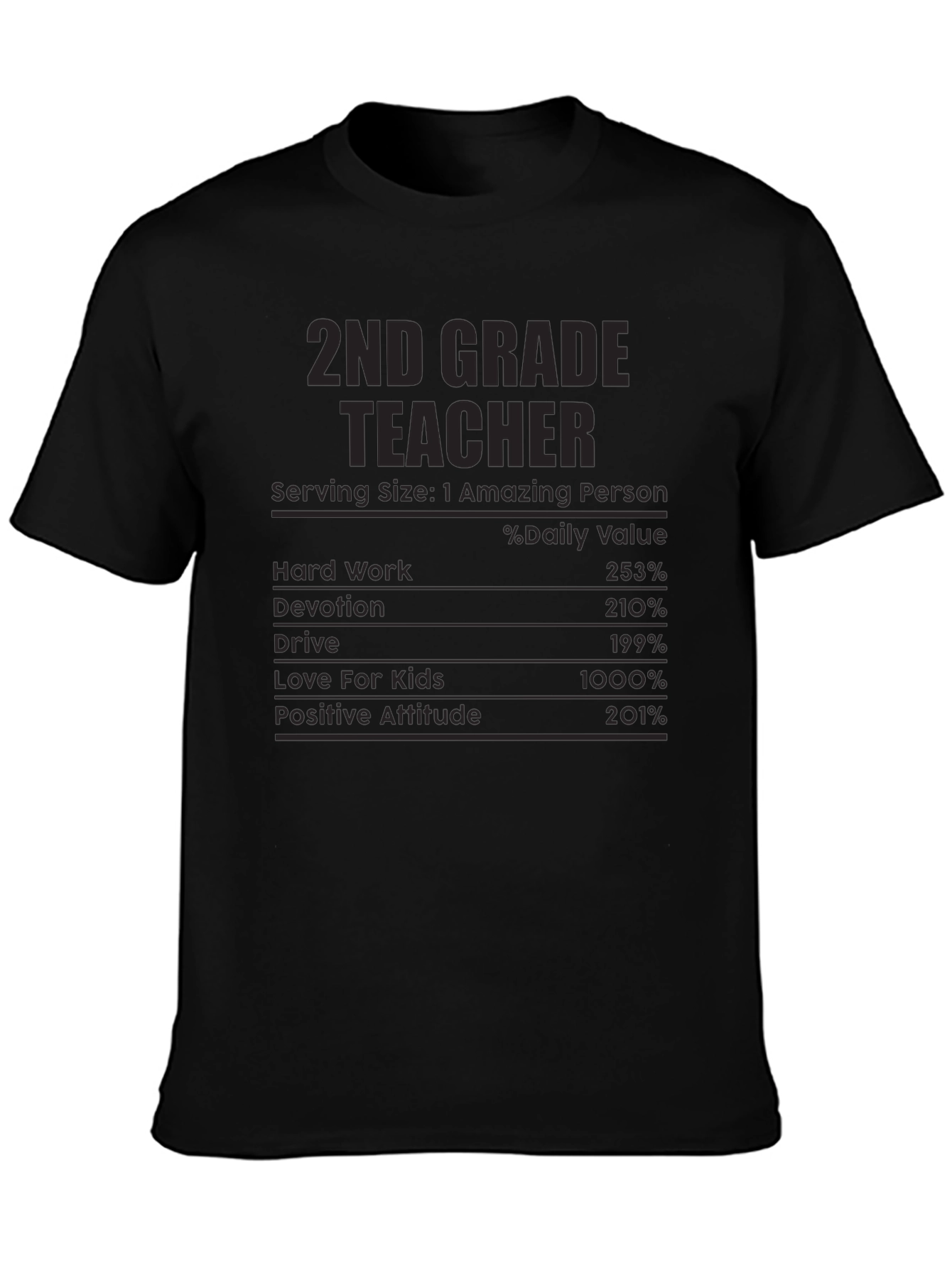 2nd Grade Teacher Nutrition Facts T-Shirt