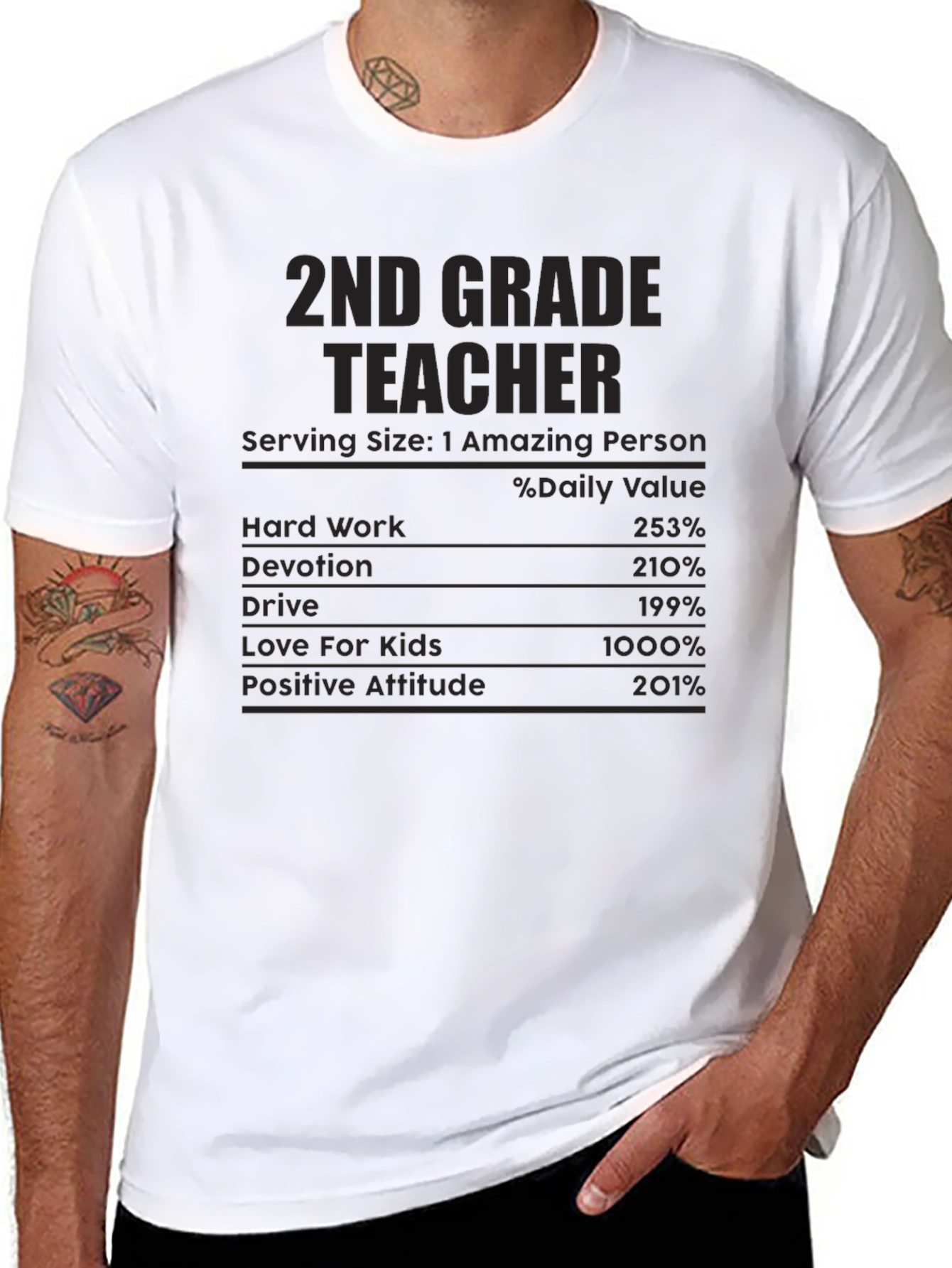 2nd Grade Teacher Nutrition Facts T-Shirt