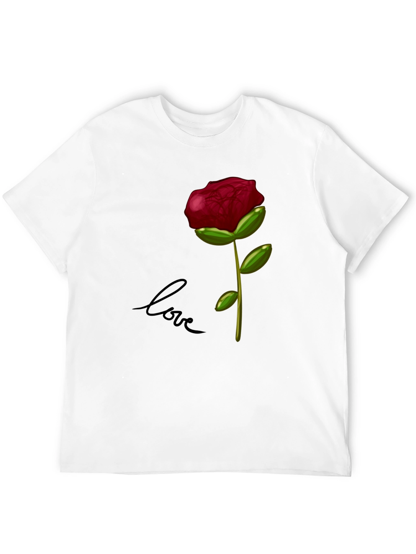 Rose Love Graphic T-Shirt - Stylish Black Tee