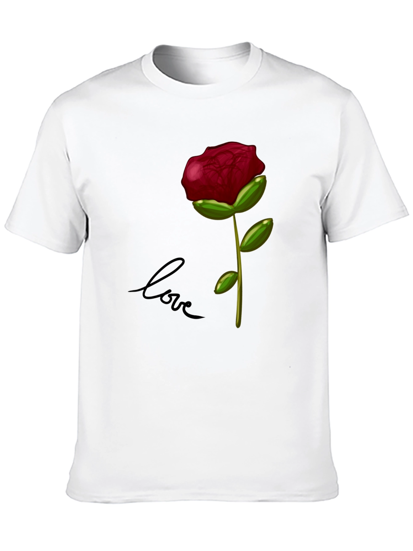 Rose Love Graphic T-Shirt - Stylish Black Tee