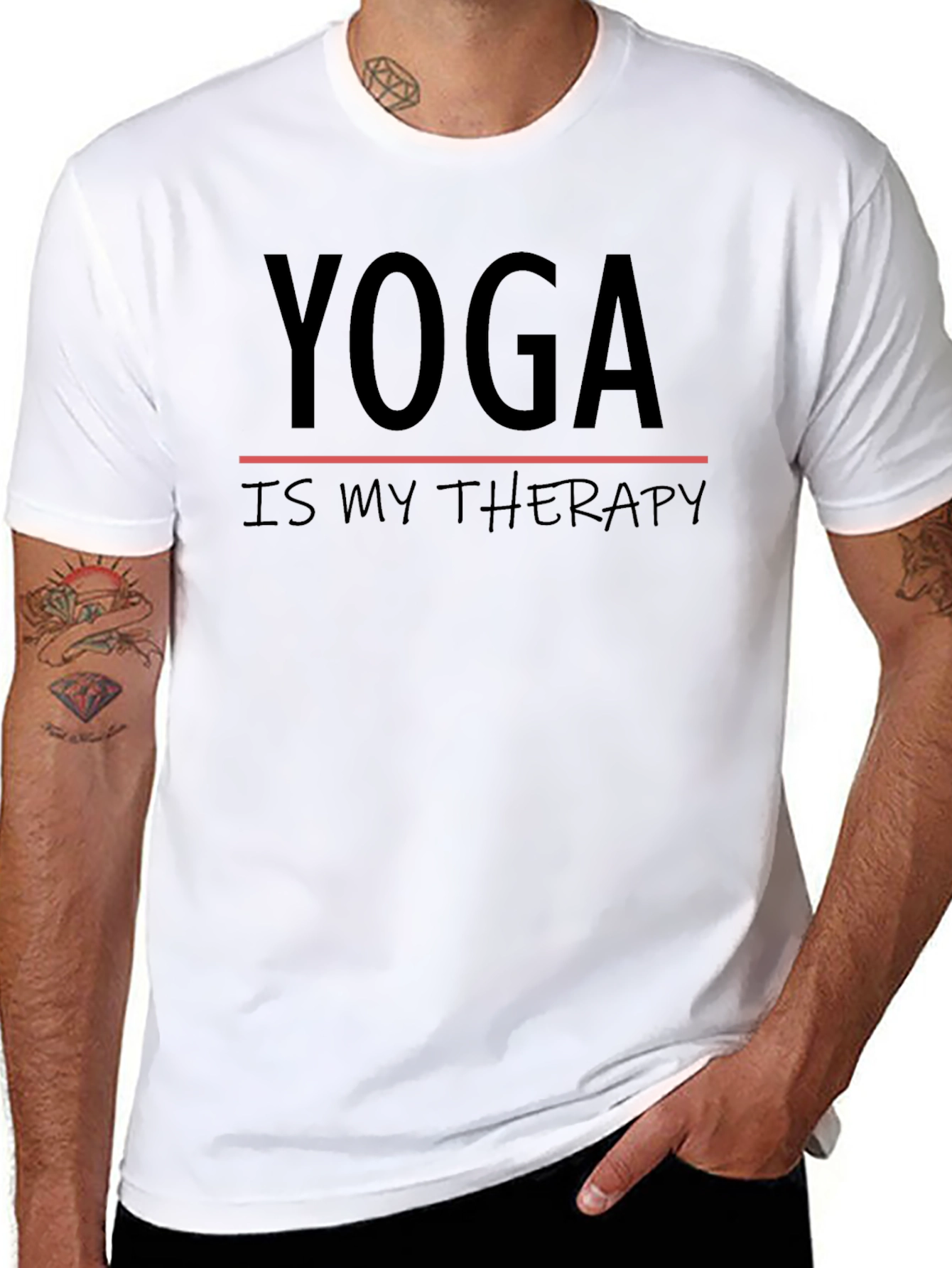 Yoga is My Therapy Graphic T-Shirt - Black