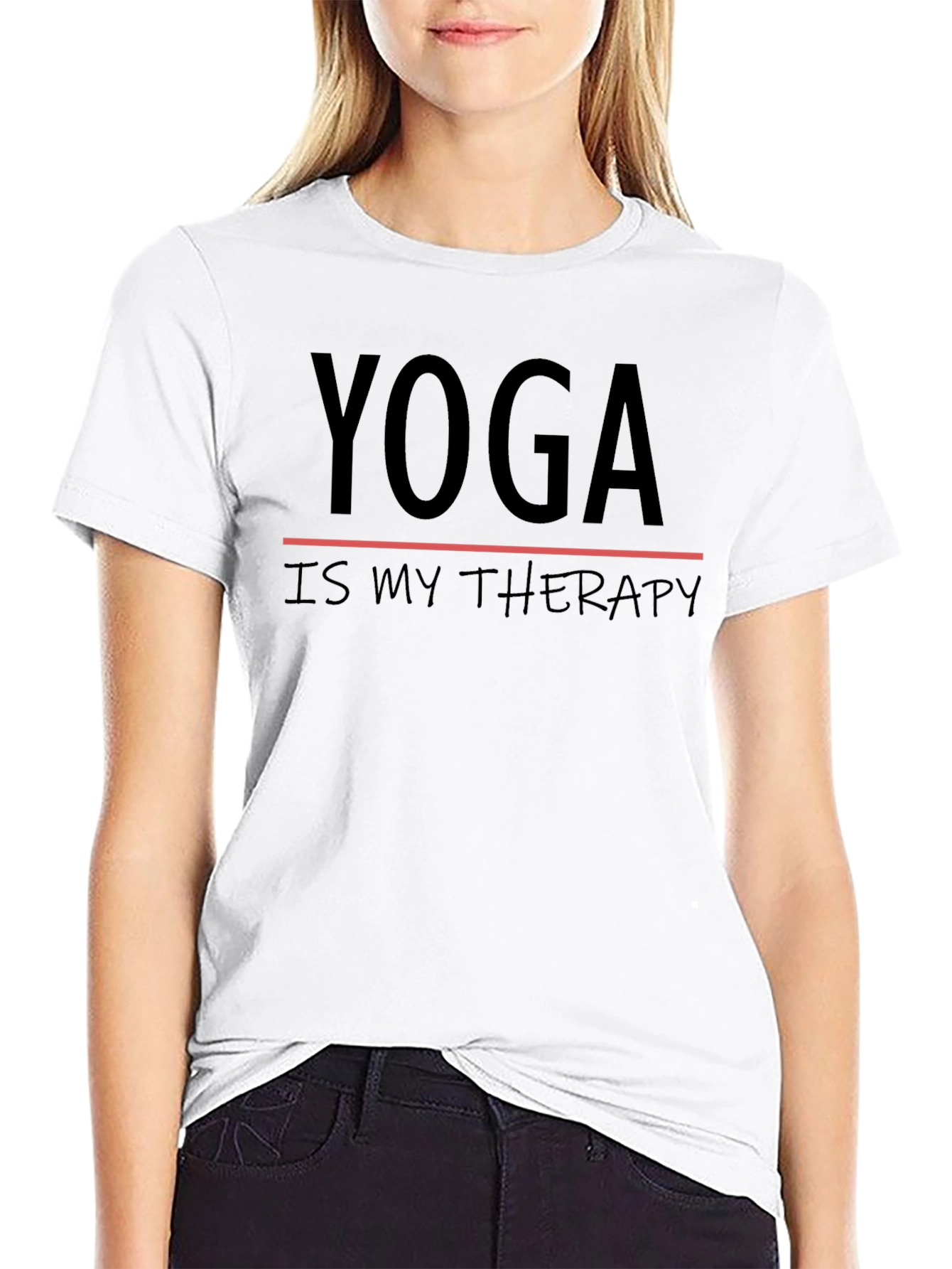 Yoga is My Therapy Graphic T-Shirt - Black