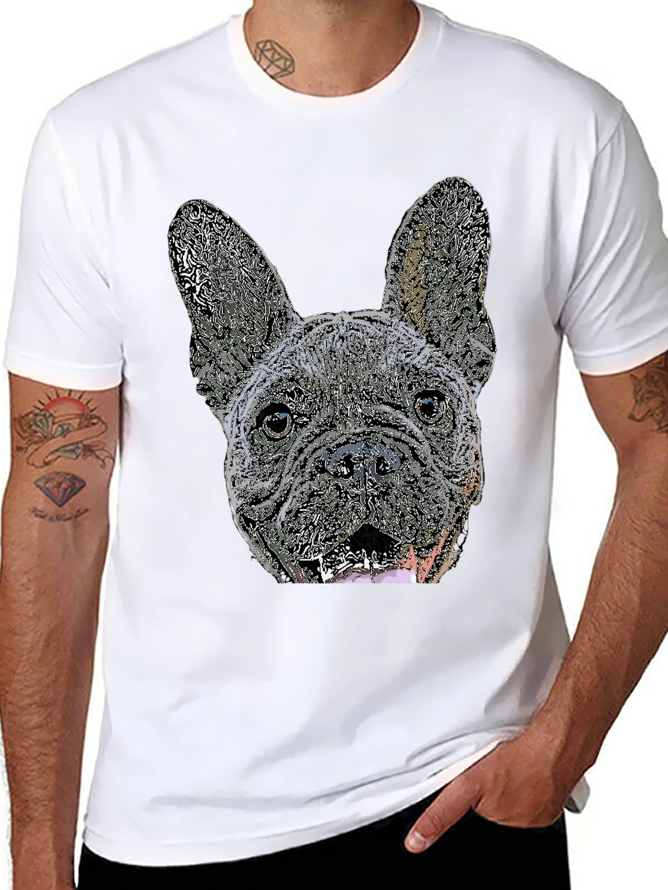 French Bulldog Graphic Tee - Black Cotton Blend