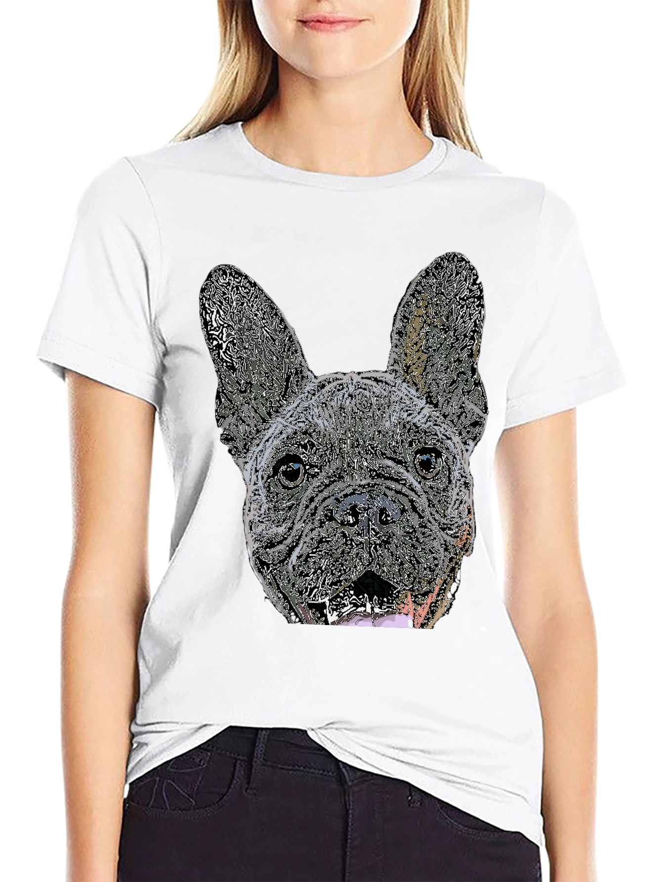 French Bulldog Graphic Tee - Black Cotton Blend