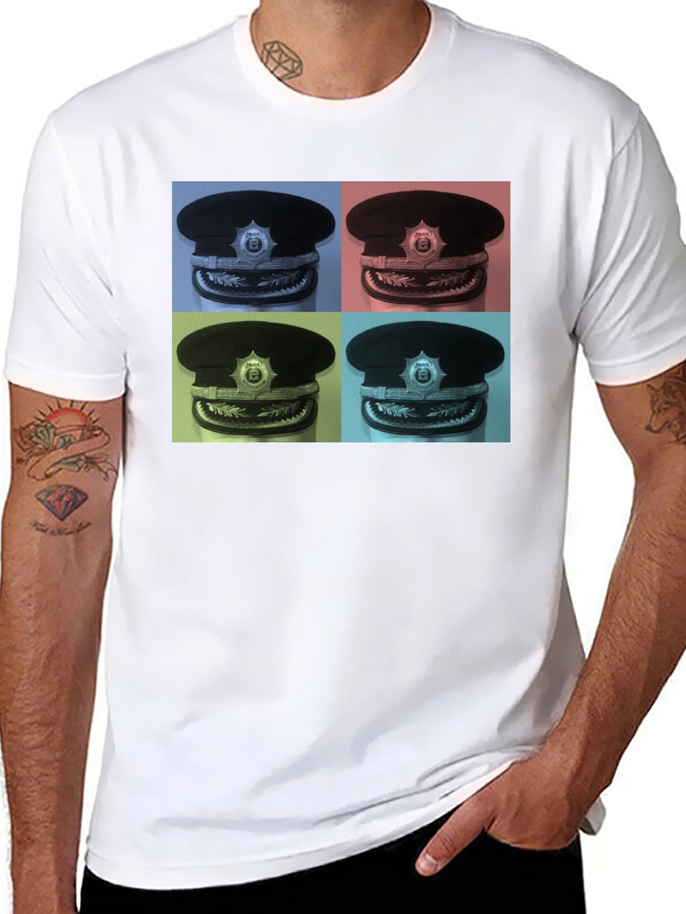 Pop Art Police Hat Graphic Tee