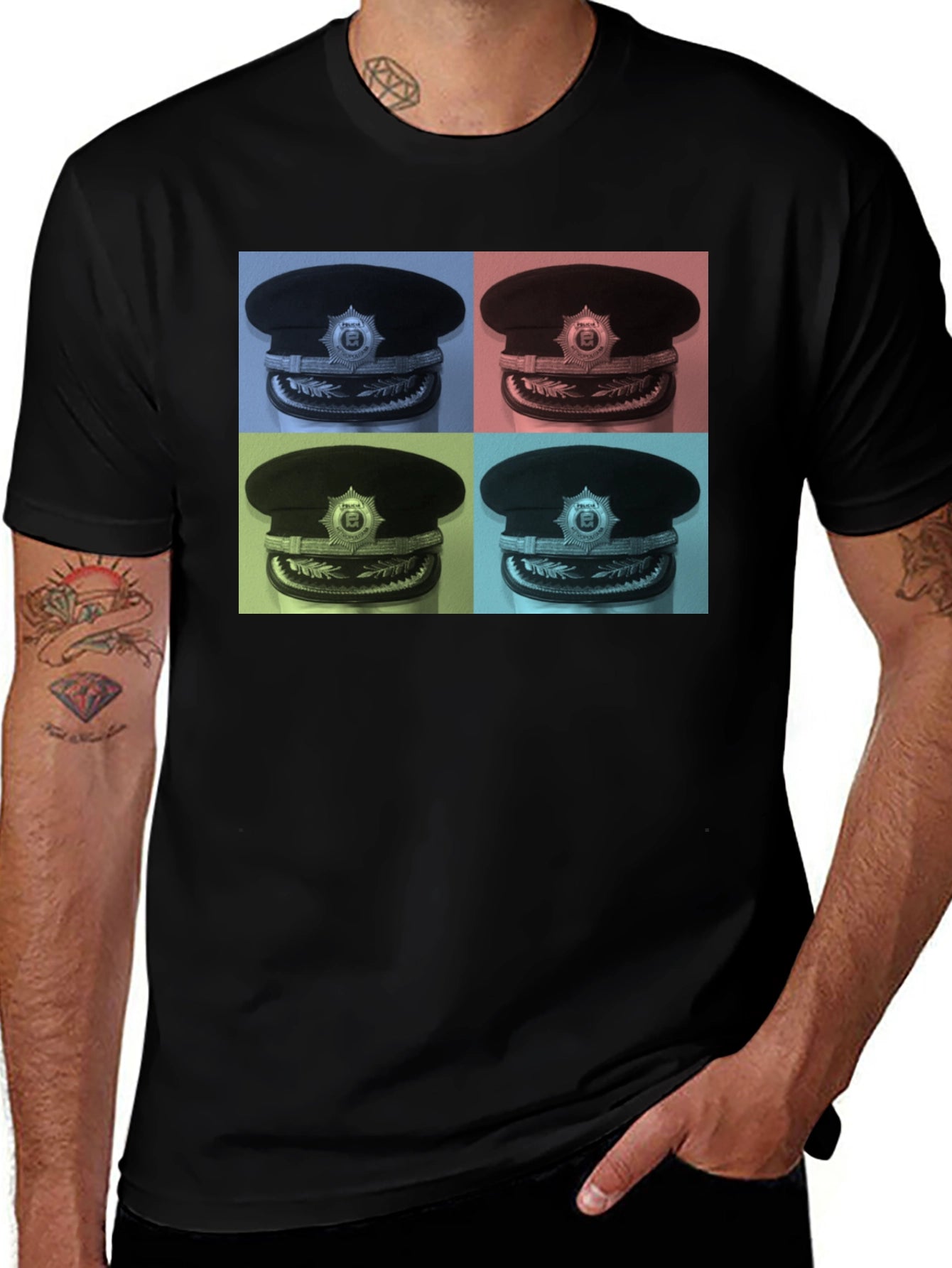 Pop Art Police Hat Graphic Tee
