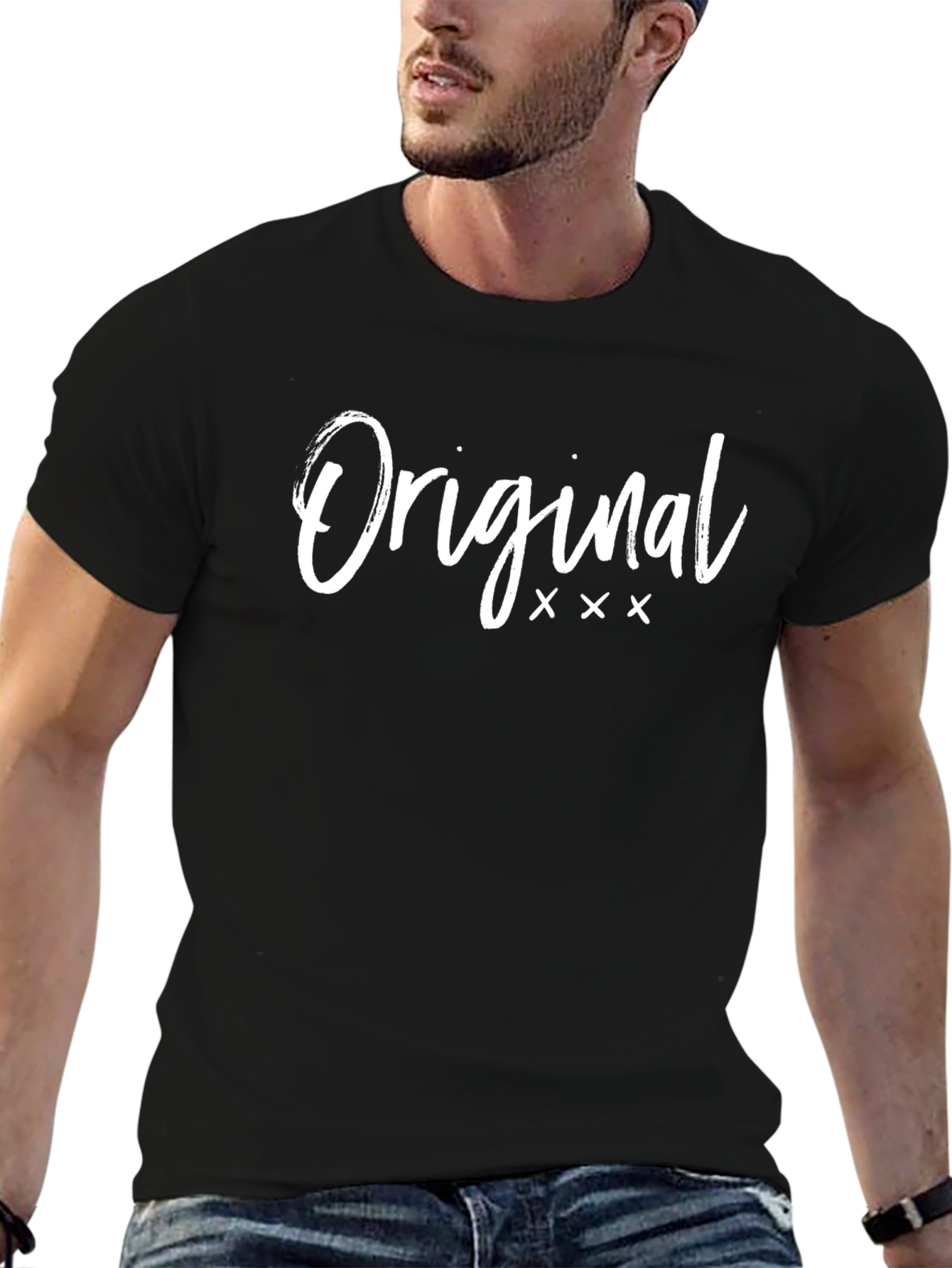 Original Graphic Print Black Crew Neck T-Shirt