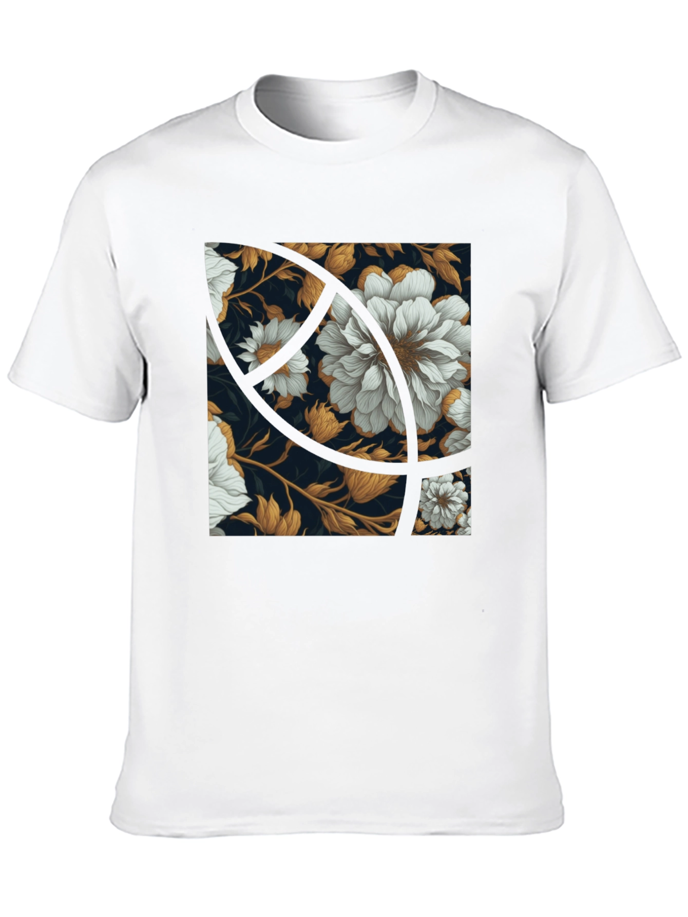 Floral Graphic Print Black Crew Neck Tee