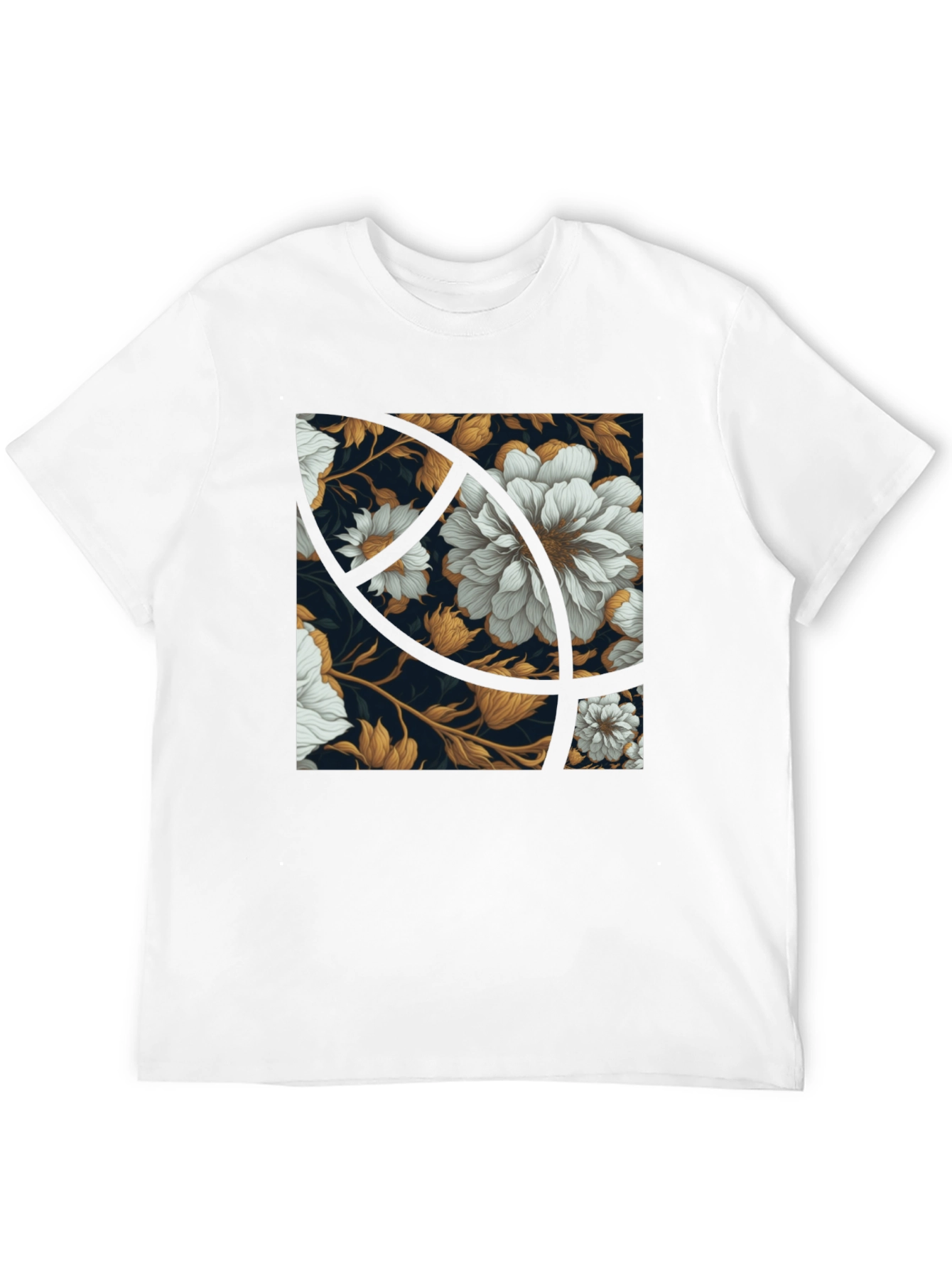 Floral Graphic Print Black Crew Neck Tee