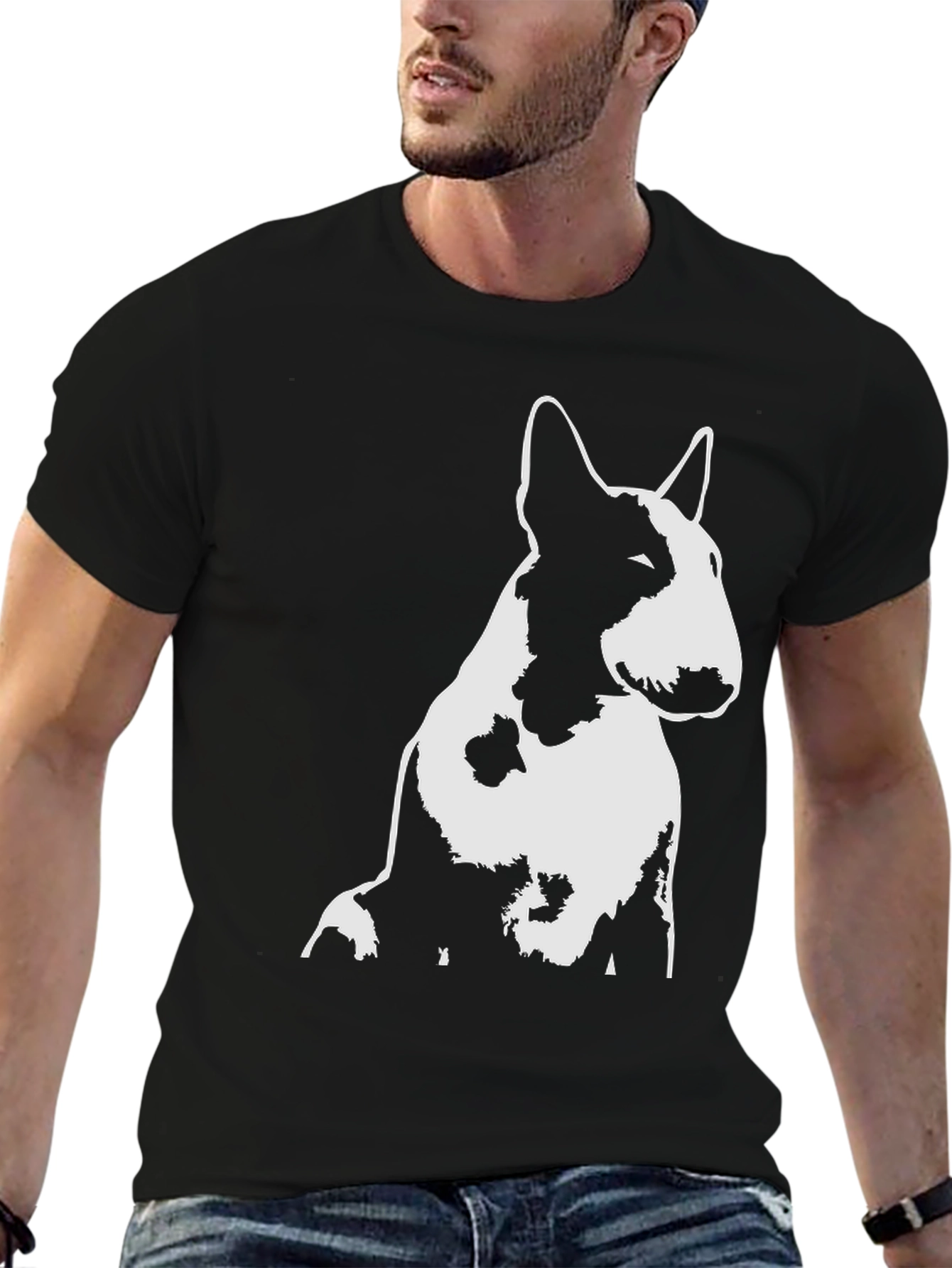 Bull Terrier Graphic Tee - Black Cotton T-Shirt