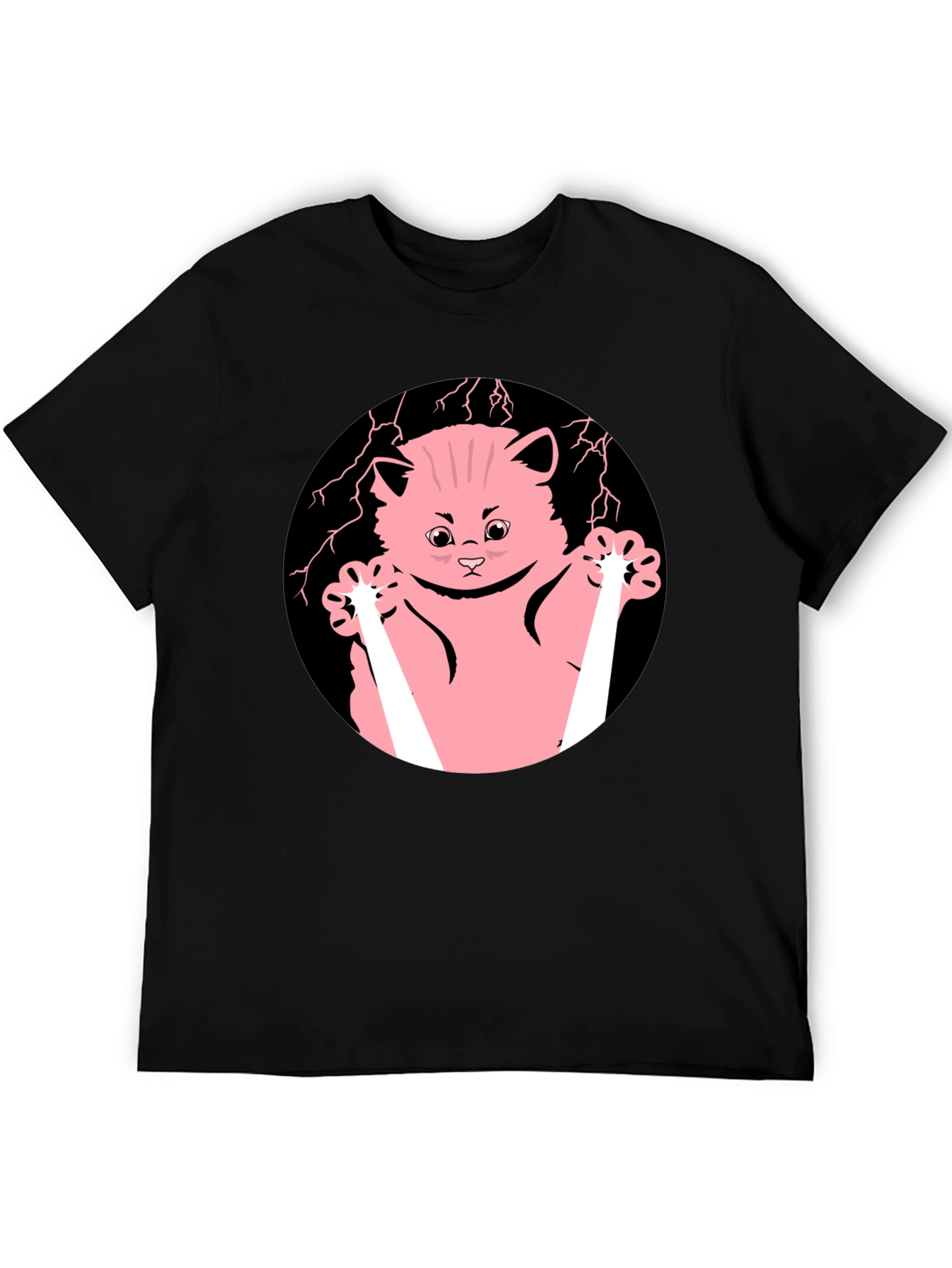 Cute Cartoon Cat T-Shirt - Black Cotton Tee