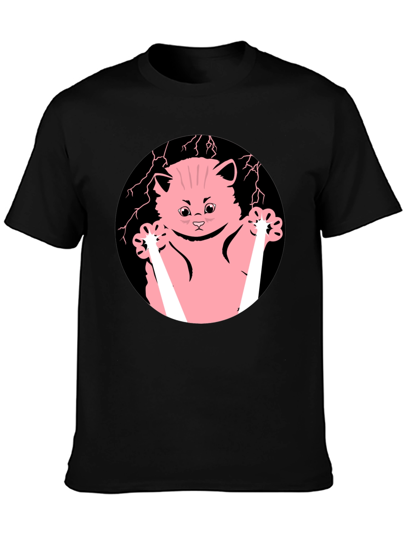 Cute Cartoon Cat T-Shirt - Black Cotton Tee