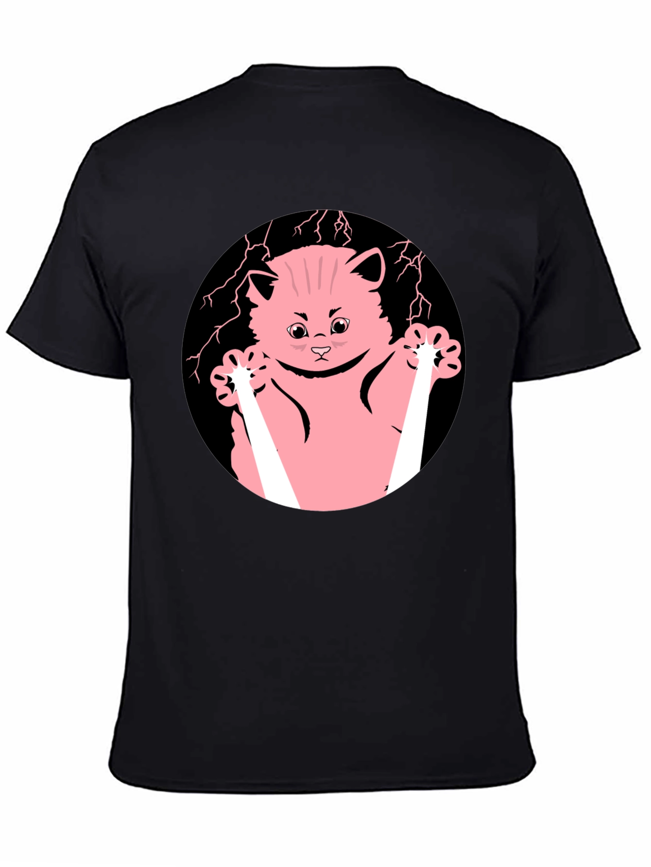 Cute Cartoon Cat T-Shirt - Black Cotton Tee
