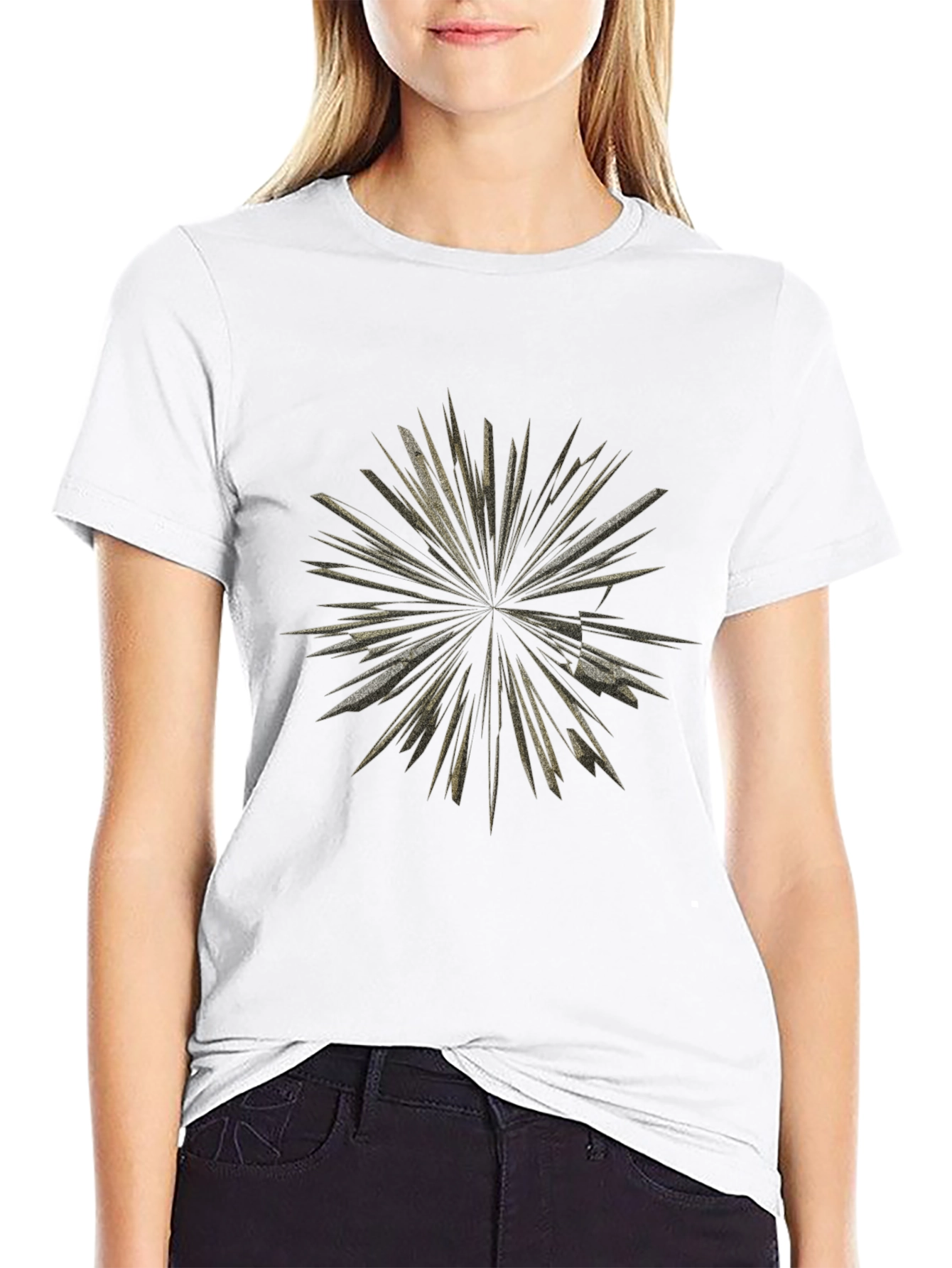 Abstract Burst Graphic Tee - Black Cotton T-Shirt