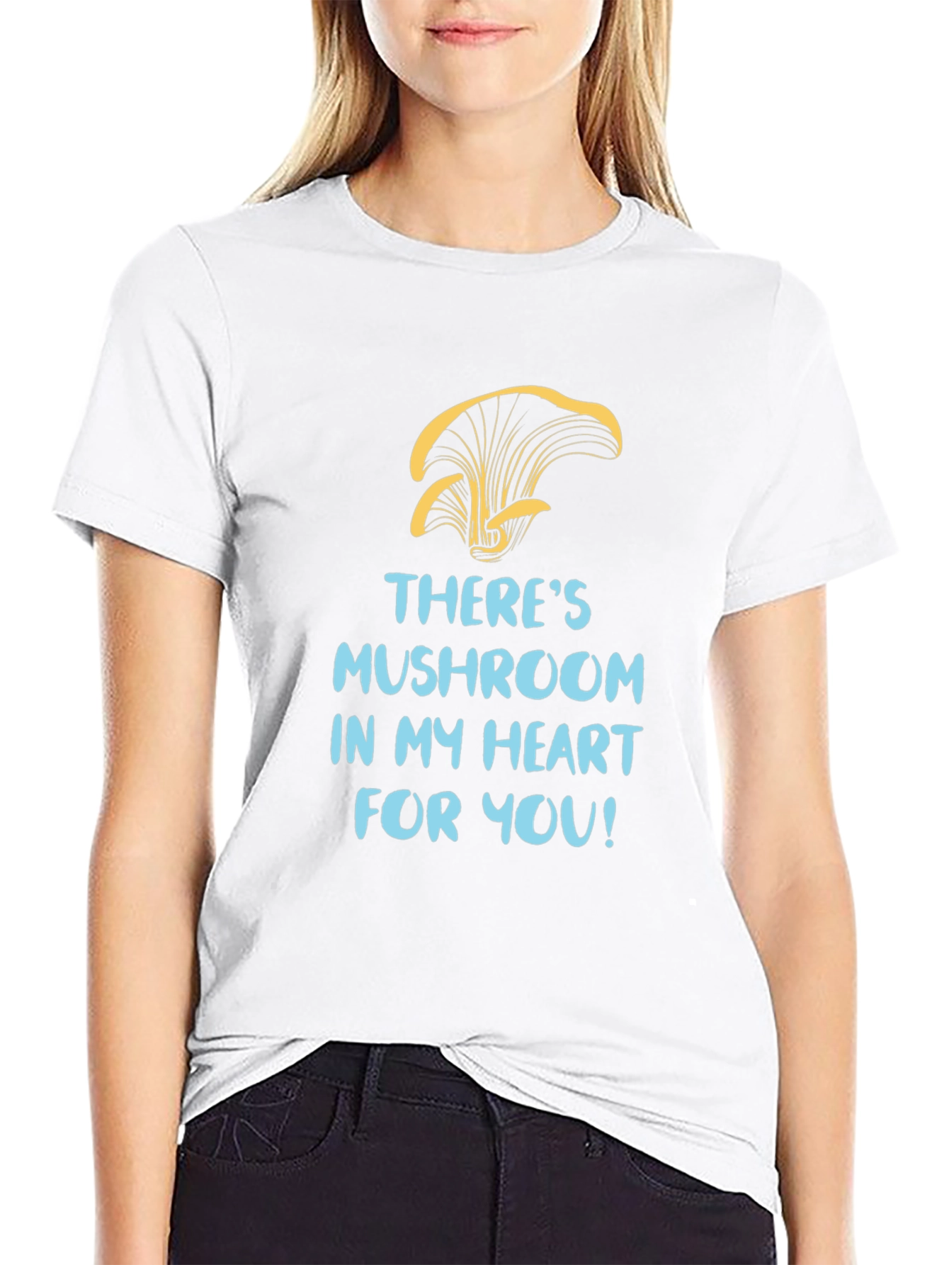 Mushroom Heart Graphic Tee - Black Cotton T-Shirt