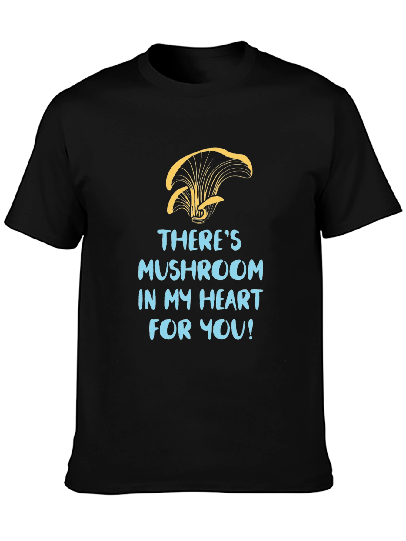 Mushroom Heart Graphic Tee - Black Cotton T-Shirt