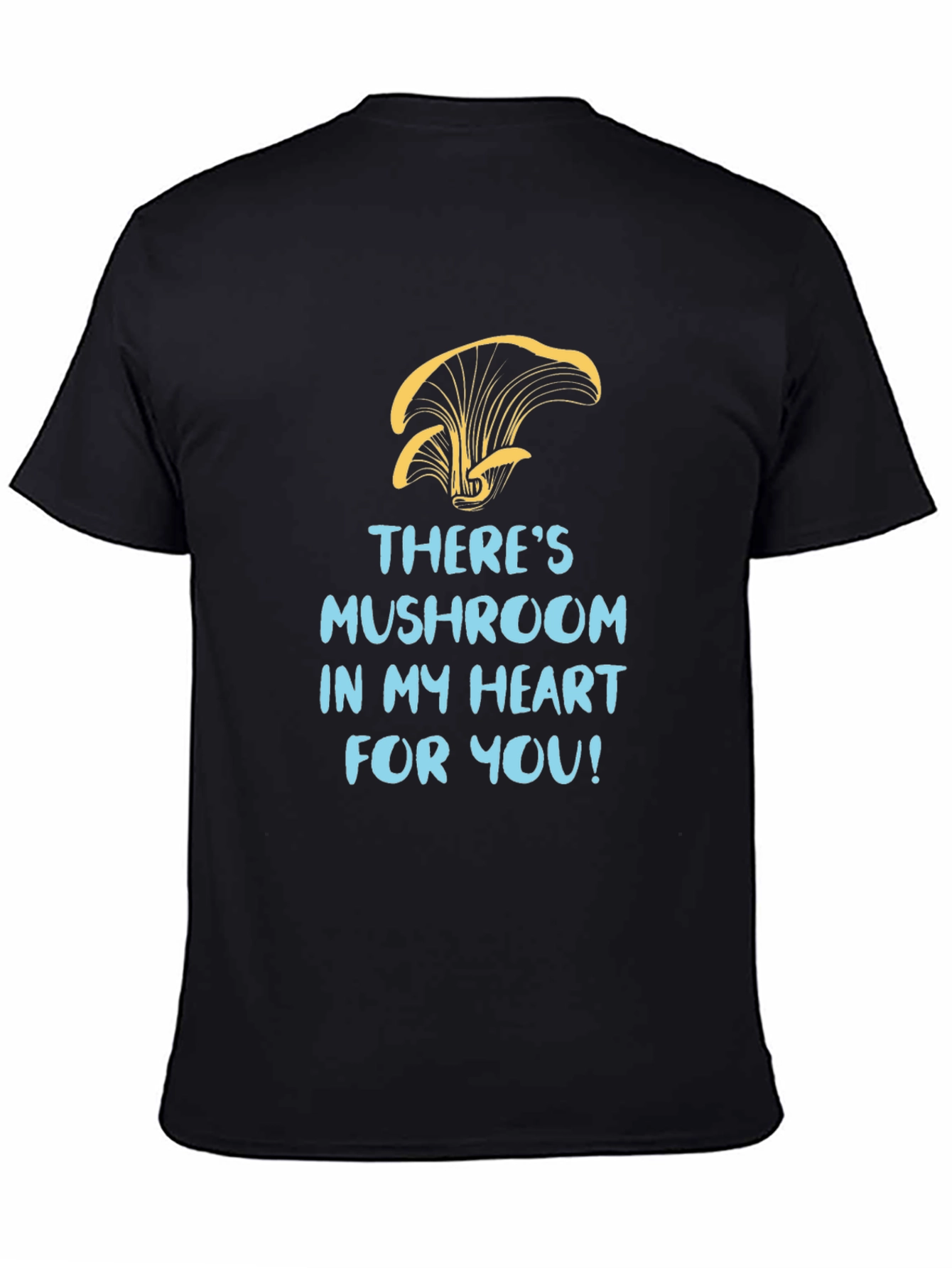 Mushroom Heart Graphic Tee - Black Cotton T-Shirt