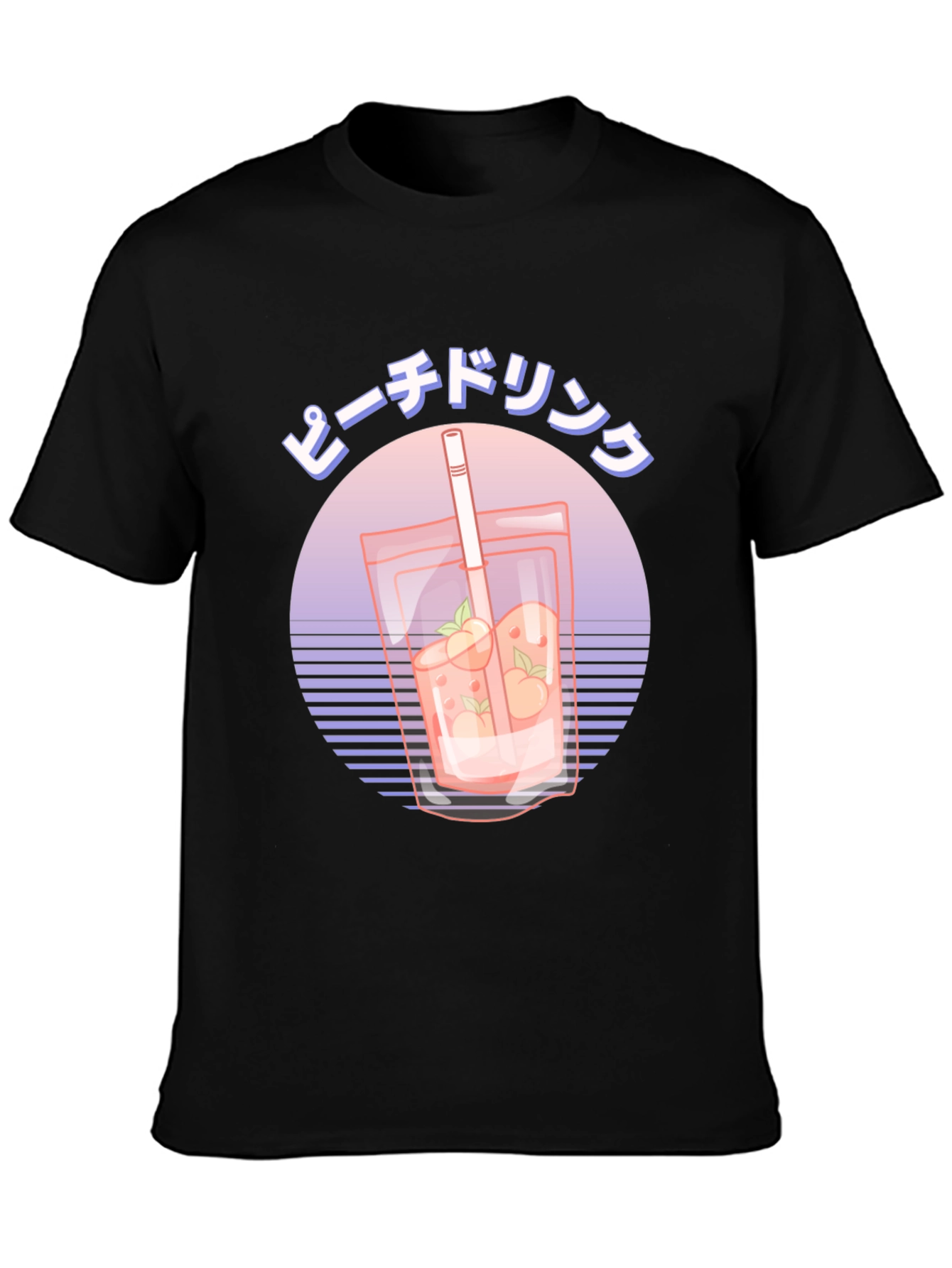 Peach Drink Graphic Tee - Retro Japanese Style