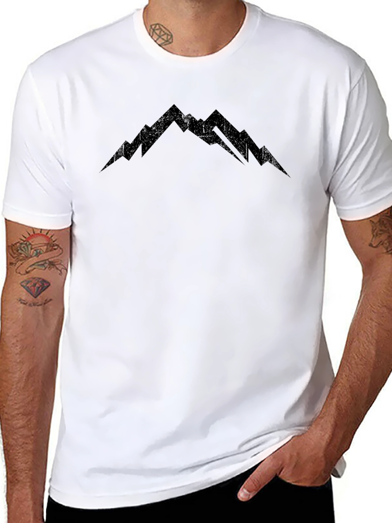 Mountain Peak Graphic Tee - Black Casual Shirt