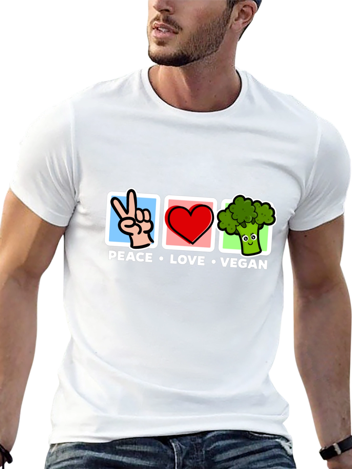 Peace Love Vegan T-Shirt - Unisex Graphic Tee