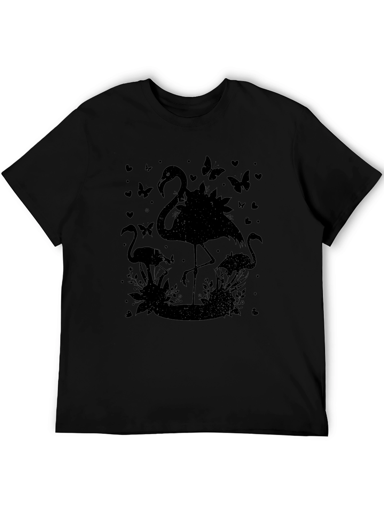 Flamingo Silhouette Graphic Tee - Black Cotton Blend