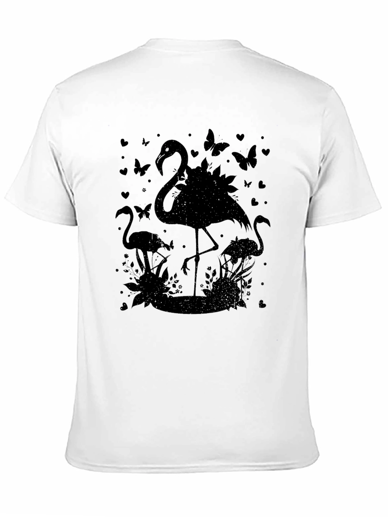 Flamingo Silhouette Graphic Tee - Black Cotton Blend