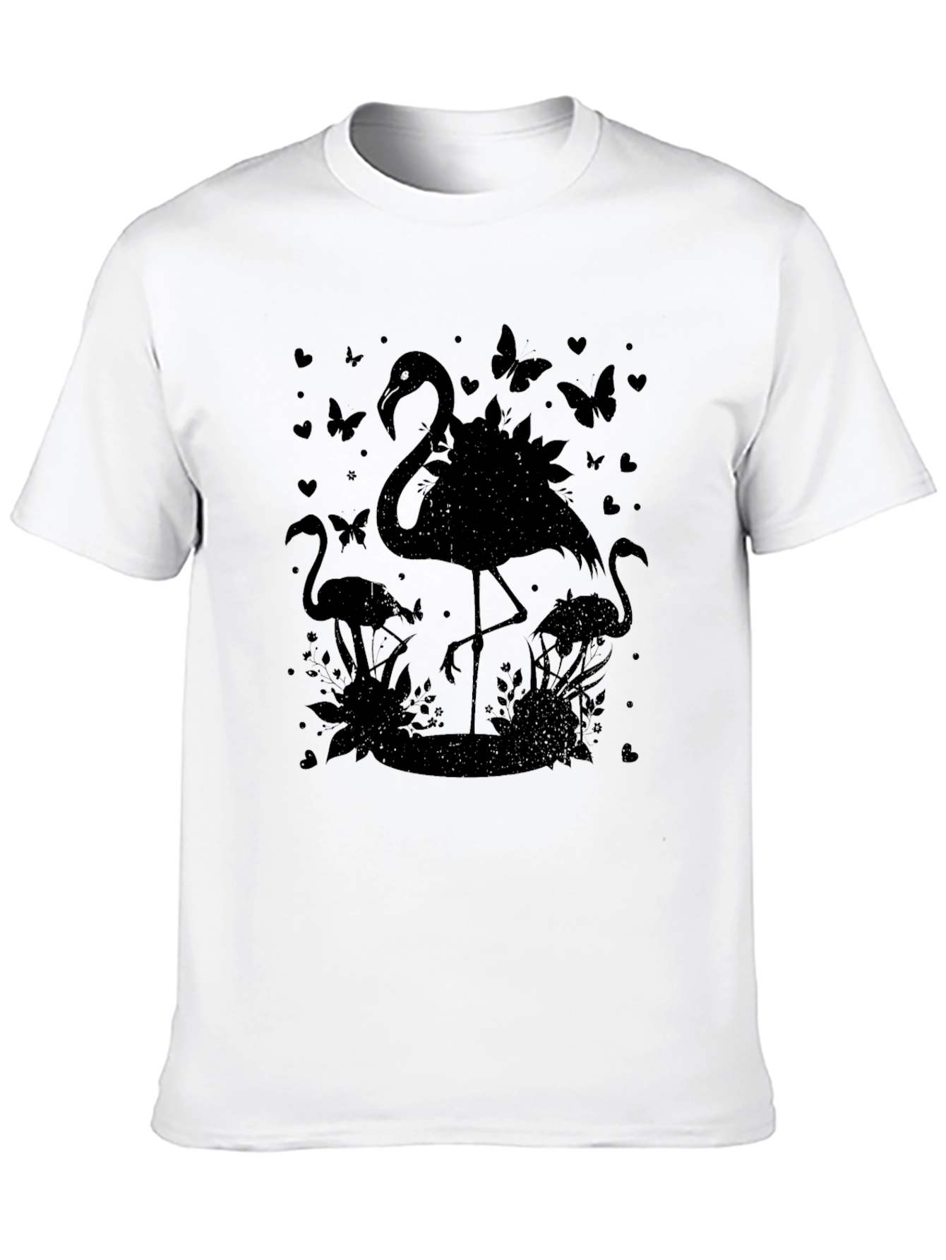 Flamingo Silhouette Graphic Tee - Black Cotton Blend