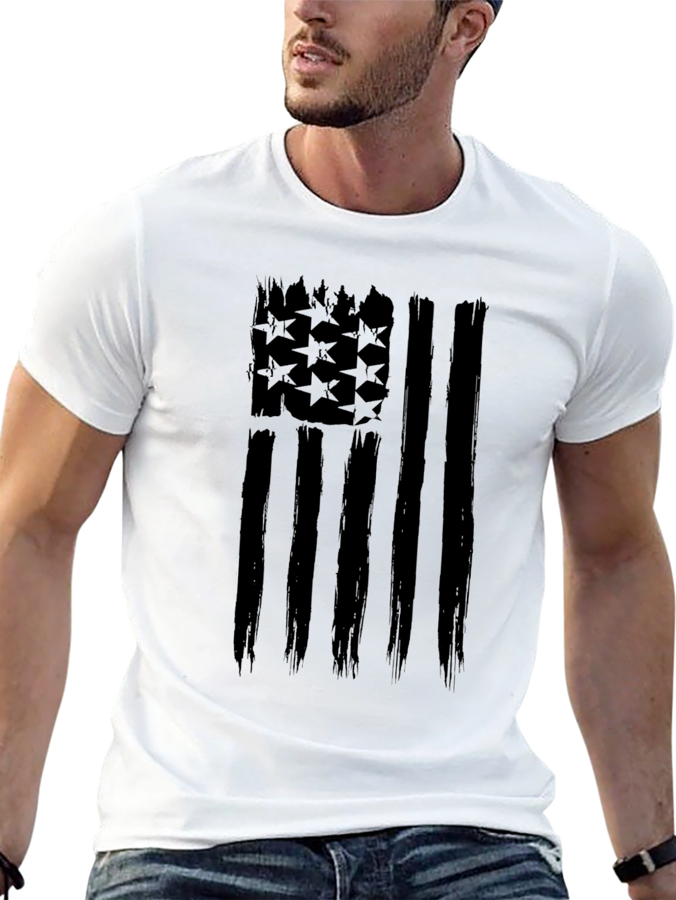 American Flag Distressed Graphic T-Shirt