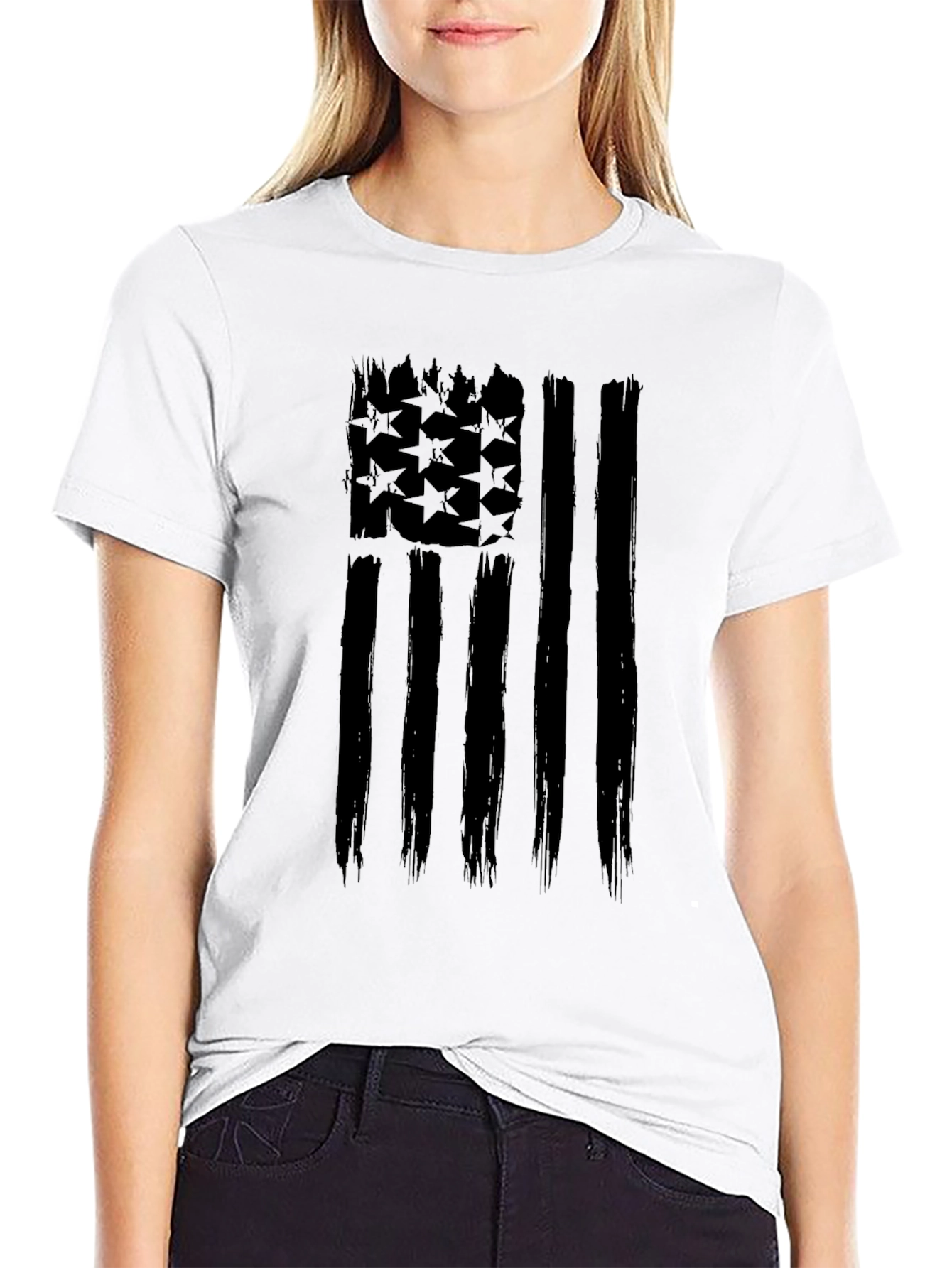 American Flag Distressed Graphic T-Shirt
