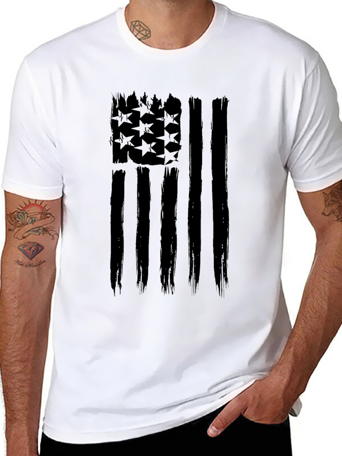 American Flag Distressed Graphic T-Shirt